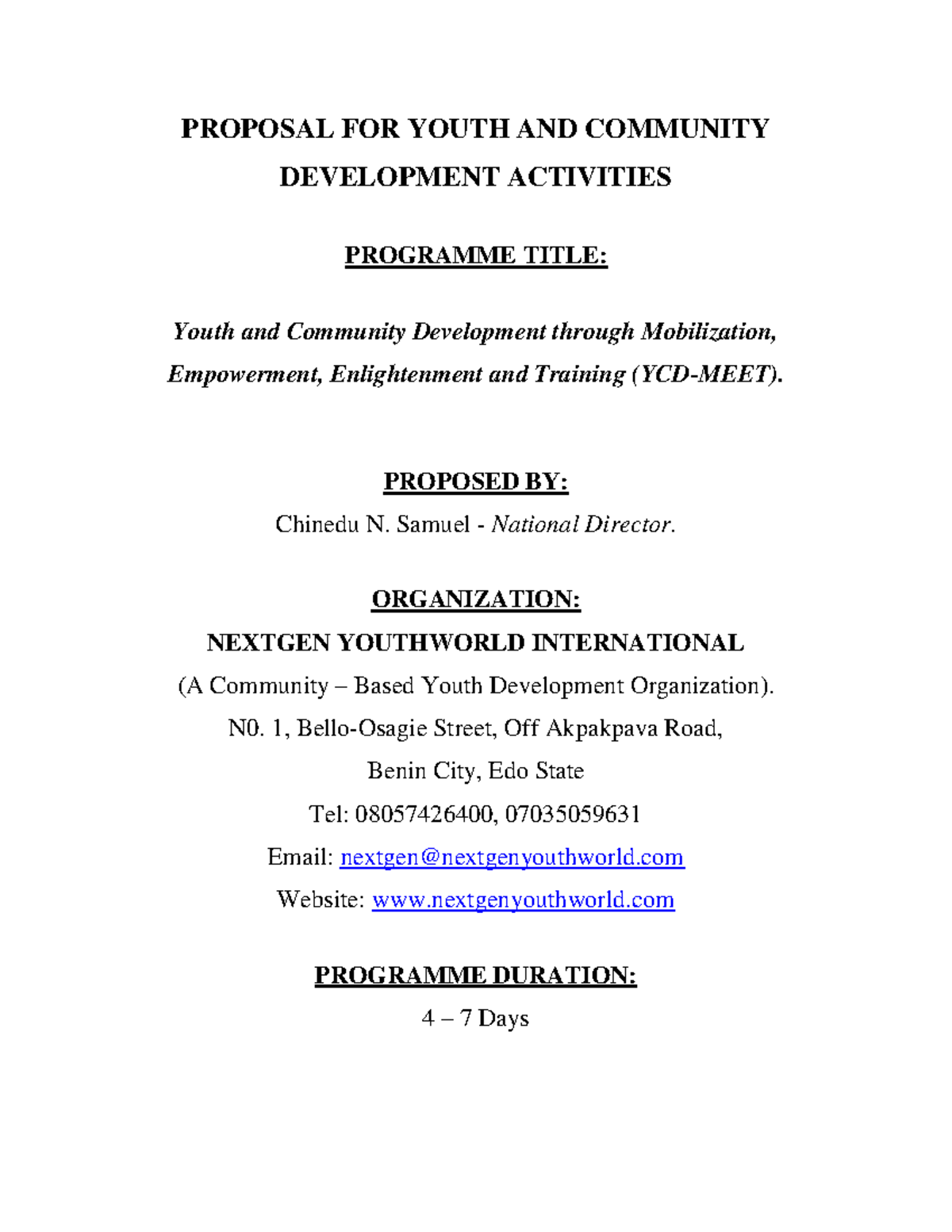 129798791 Proposal for Youth and Community Development Activities