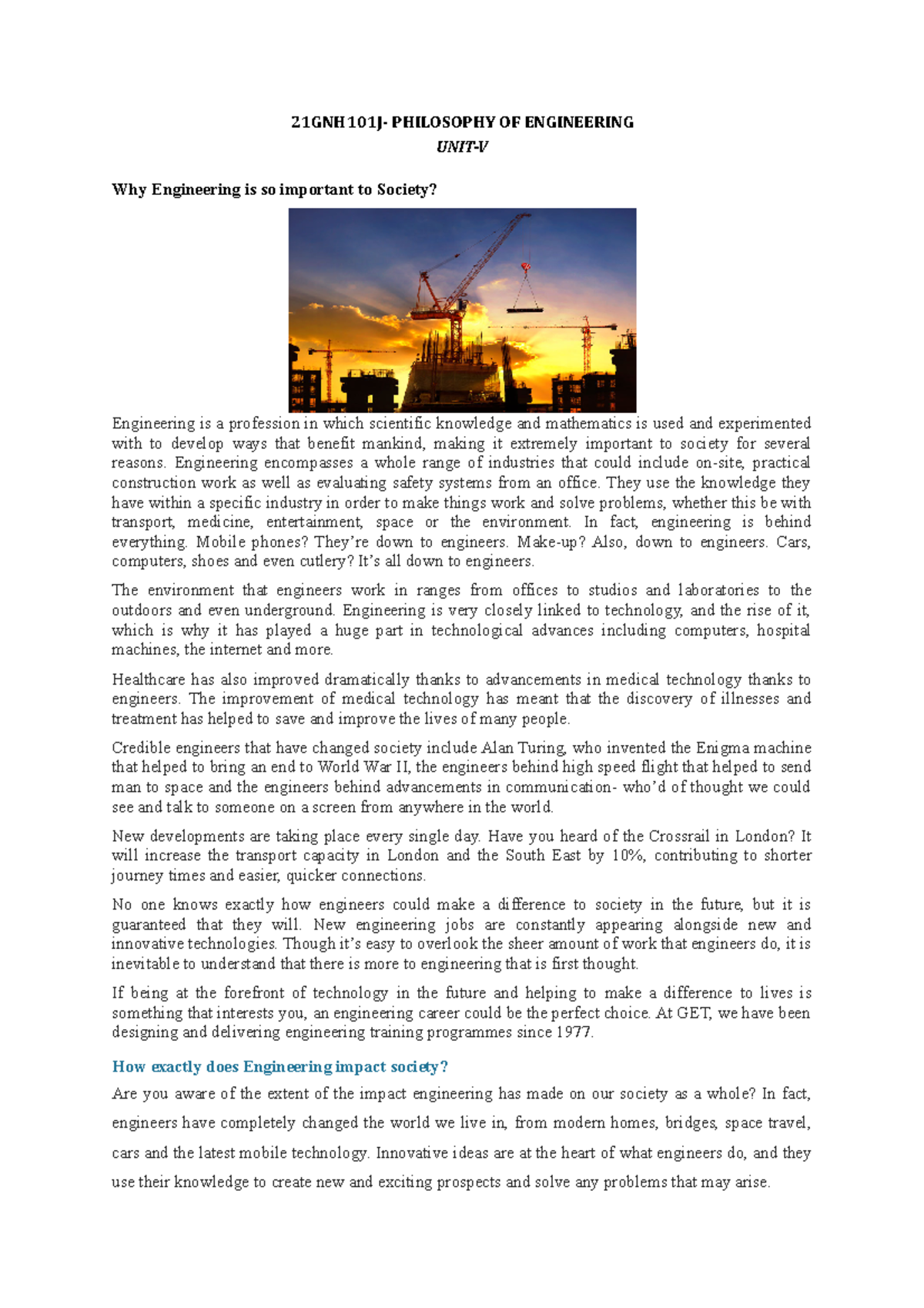 UNIT5 Philosophy OF Engineering 21GNH101J PHILOSOPHY OF ENGINEERING