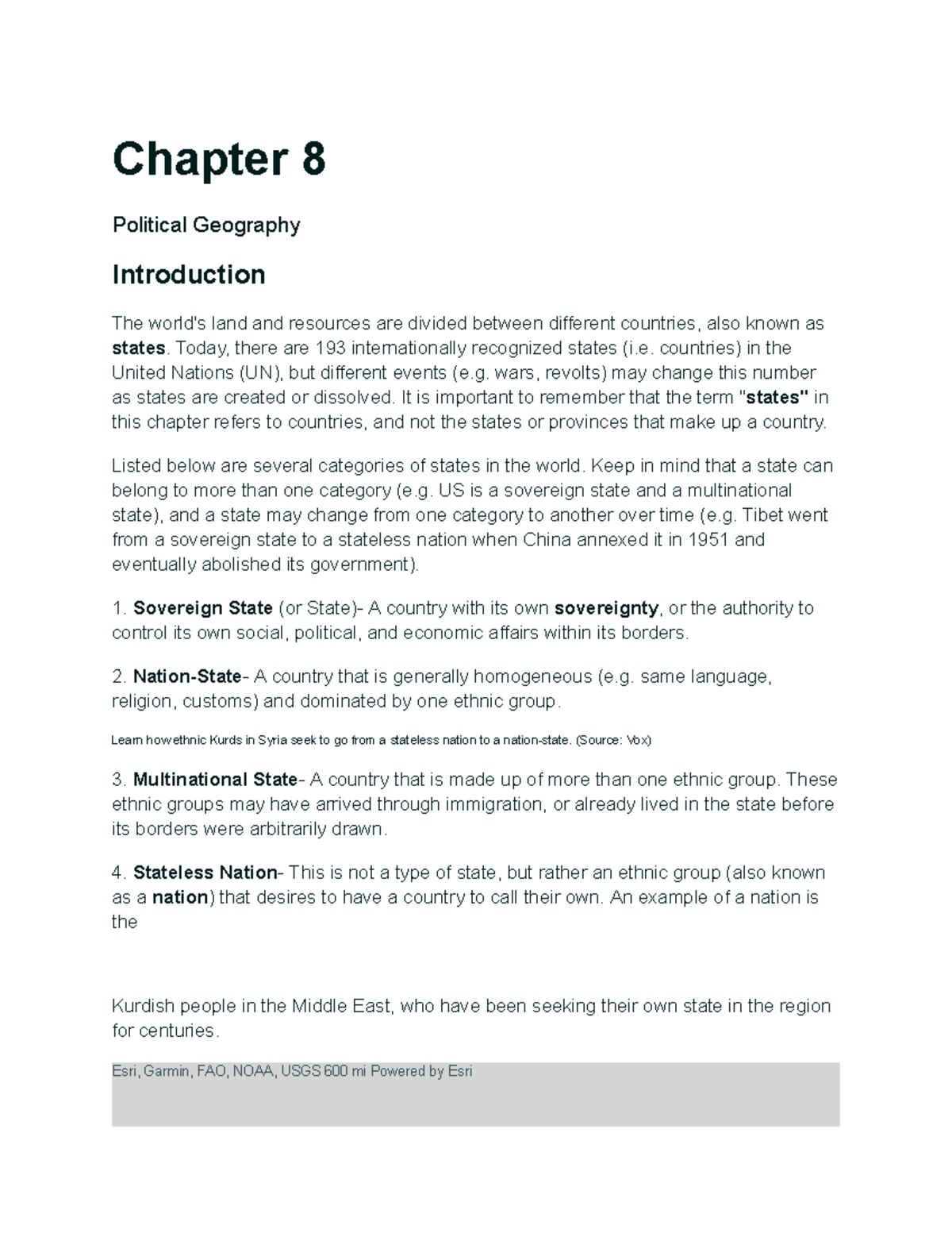 Chapter 8 - Chapter 8 Political Geography Introduction The world's land ...