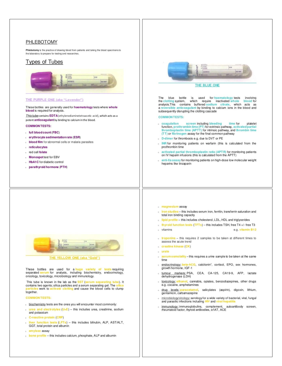 notes for lectire - Medical Laboratory Science - Studocu