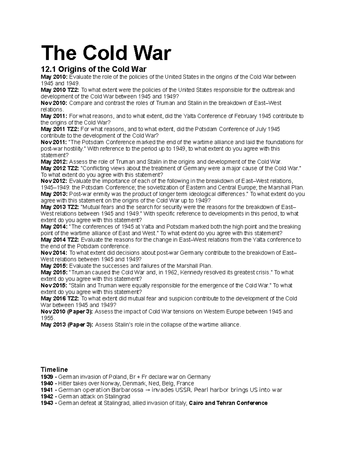 12. Origins of the Cold War - The Cold War 12 Origins of the Cold War ...