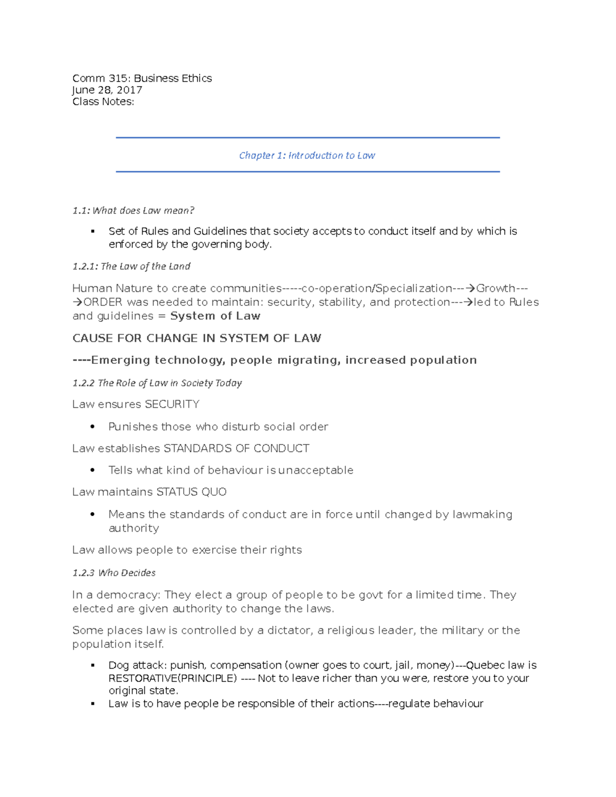 Comm 315 notes - Comm 315: Business Ethics June 28, 2017(summer 2 term ...
