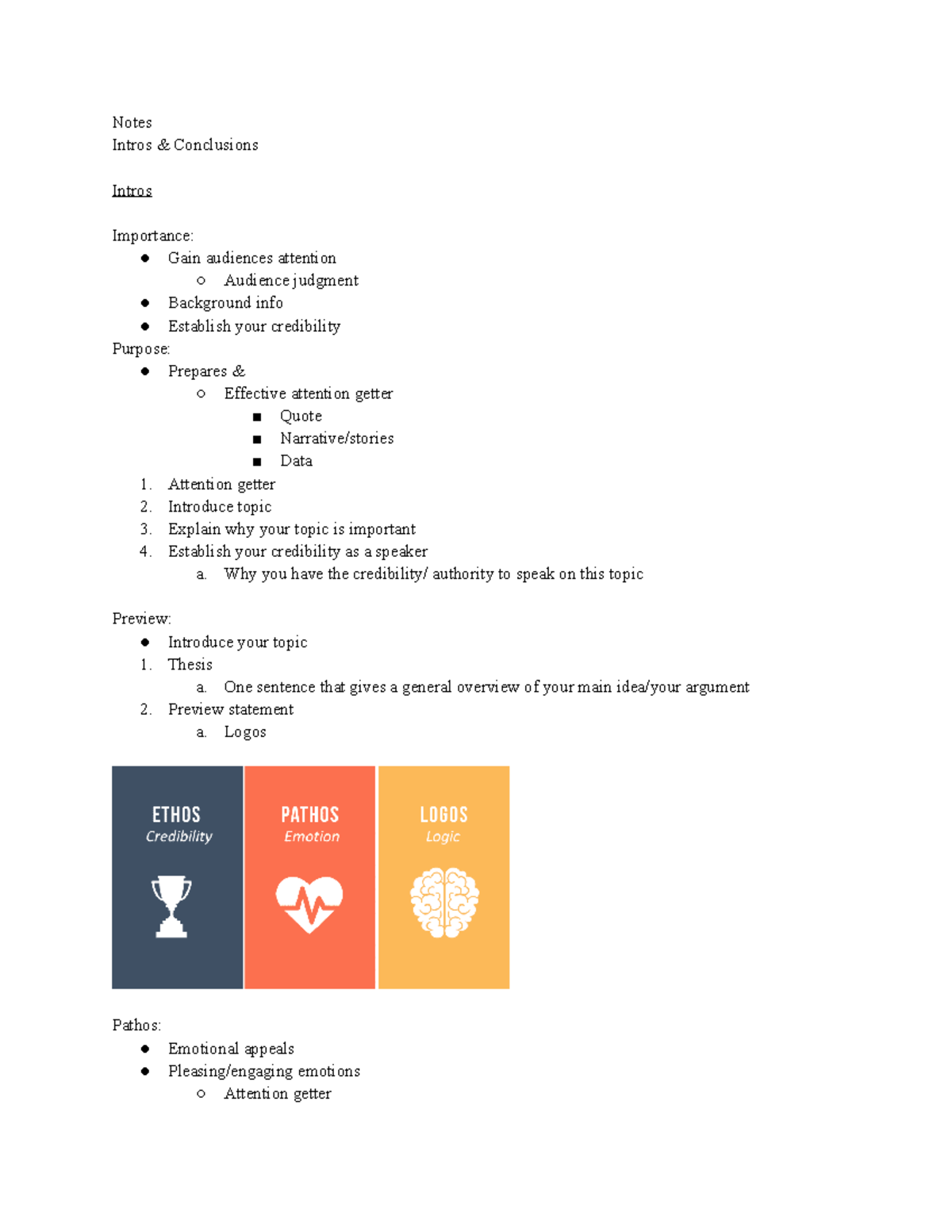 COMM Notes Today - Notes Intros & Conclusions Intros Importance: Gain ...