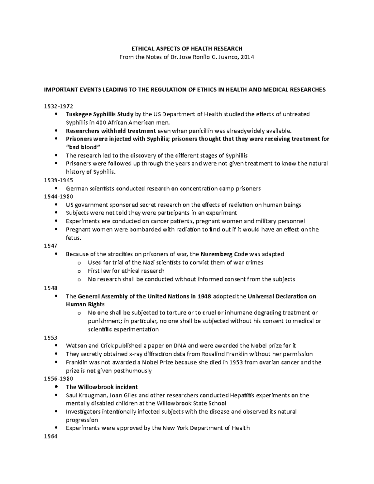 Ethical Aspects of Health Research - ETHICAL ASPECTS OF HEALTH RESEARCH ...