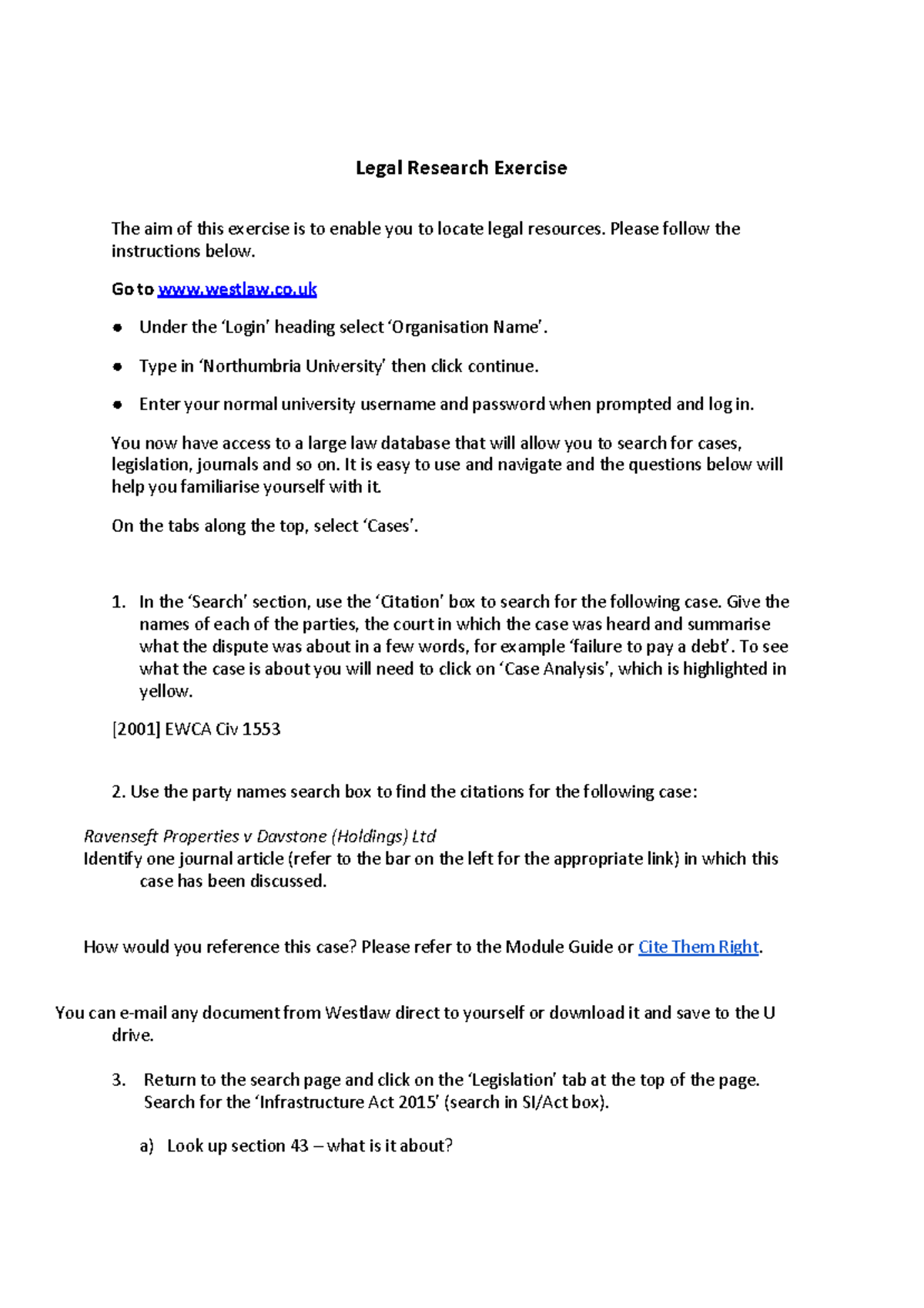 PE7018 Individual Task week 5 Legal Research Exercise The aim of this