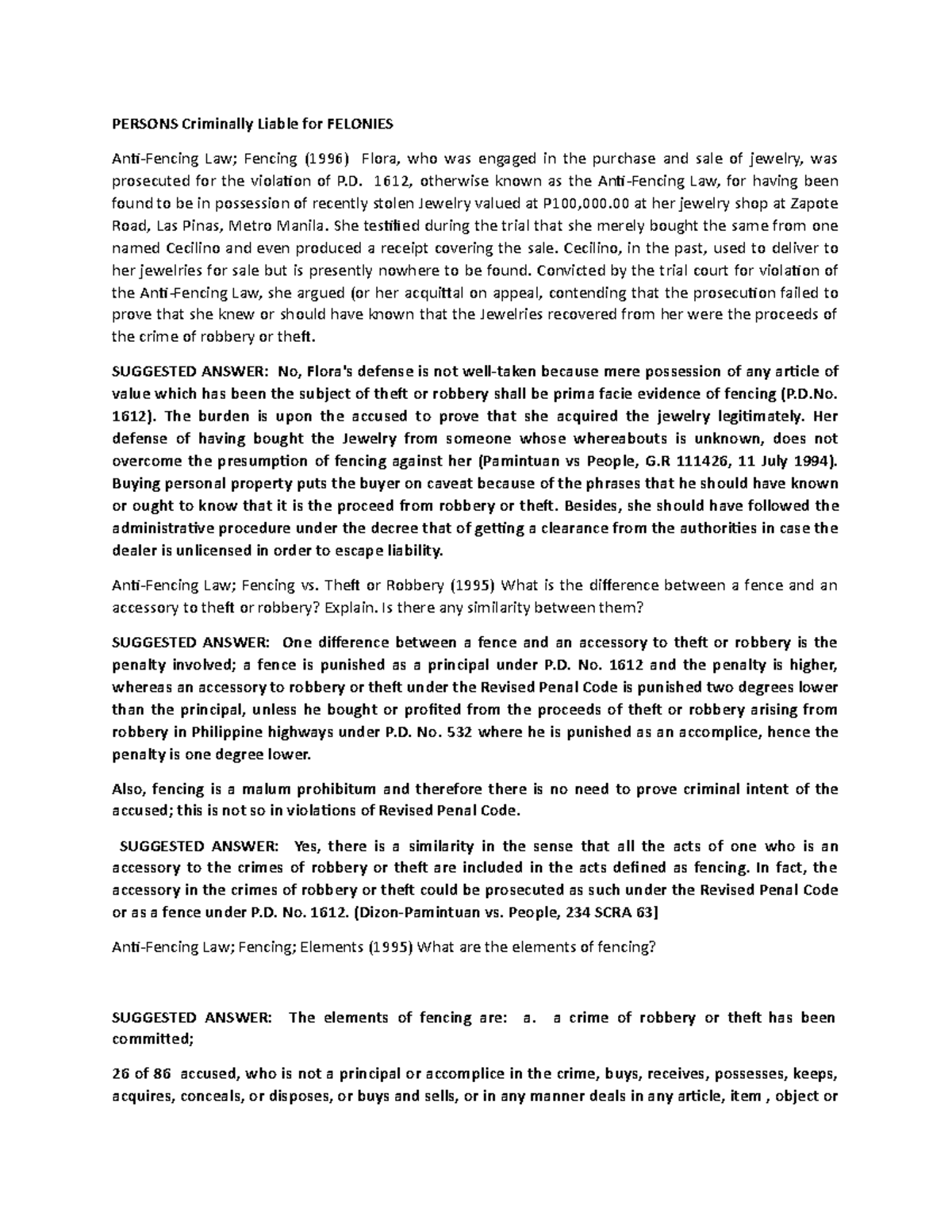 361807486 Crim Liability Bar Questions PERSONS Criminally Liable for