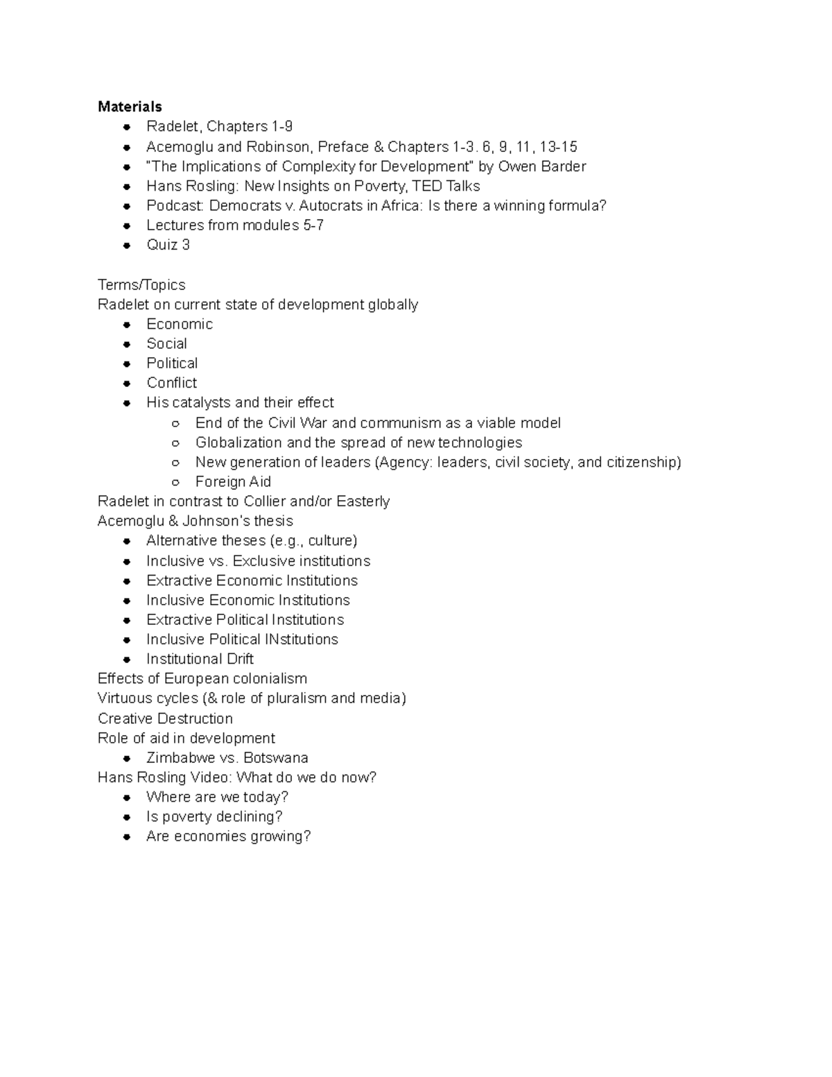 Exam 3 Review Sheet - Professor Schatzman - Materials Radelet, Chapters ...