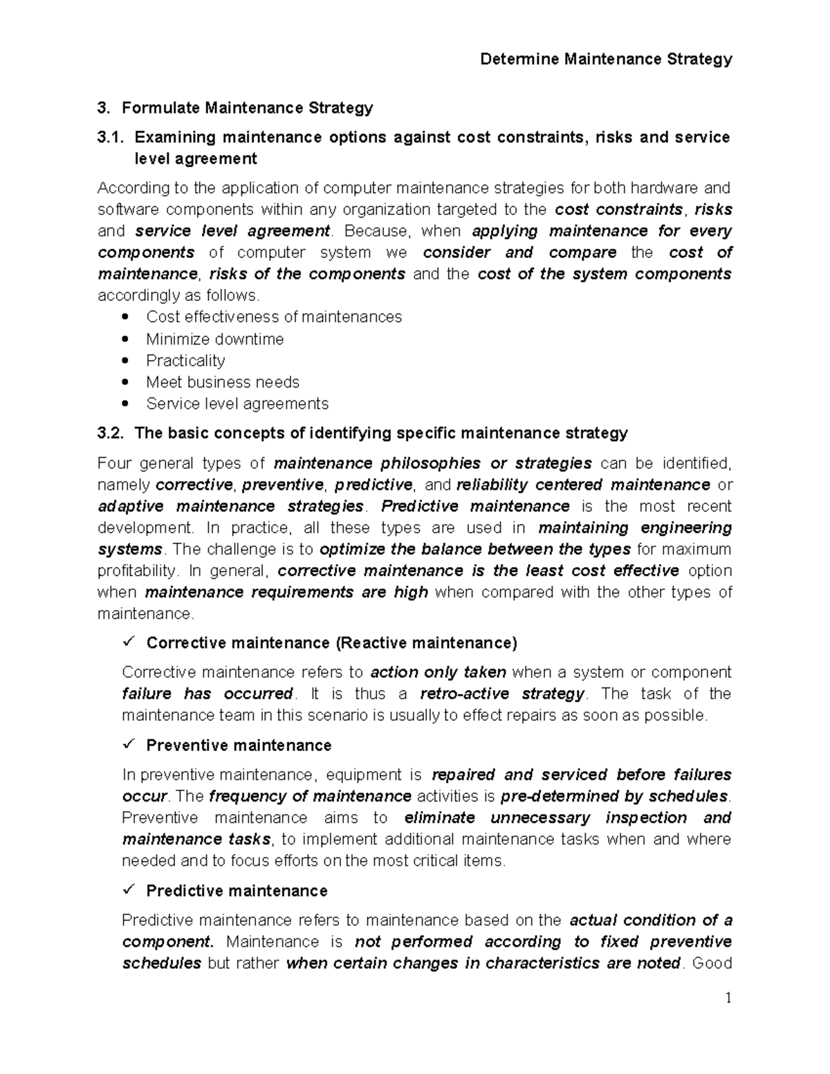 3 - 4 Formulate Maintenance Strategy - Formulate Maintenance Strategy ...