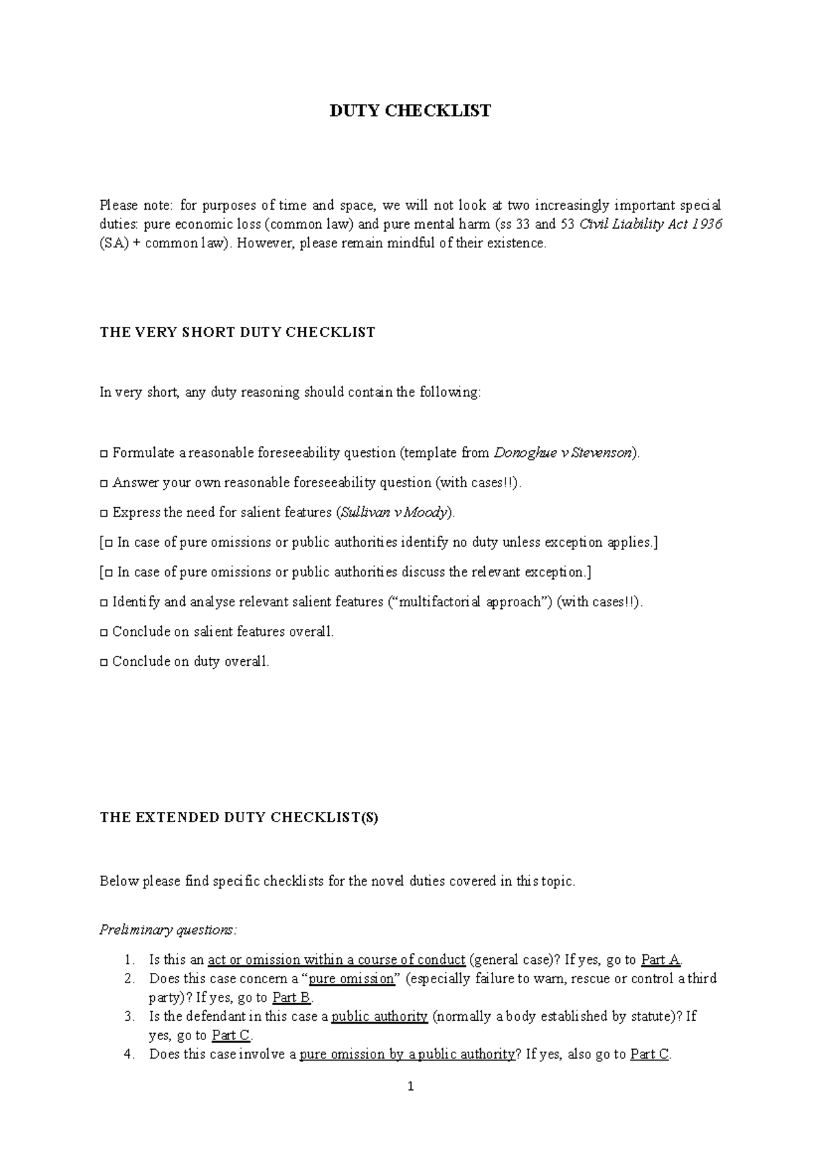 Checklist Duty Complete (2022) - DUTY CHECKLIST Please note: for ...
