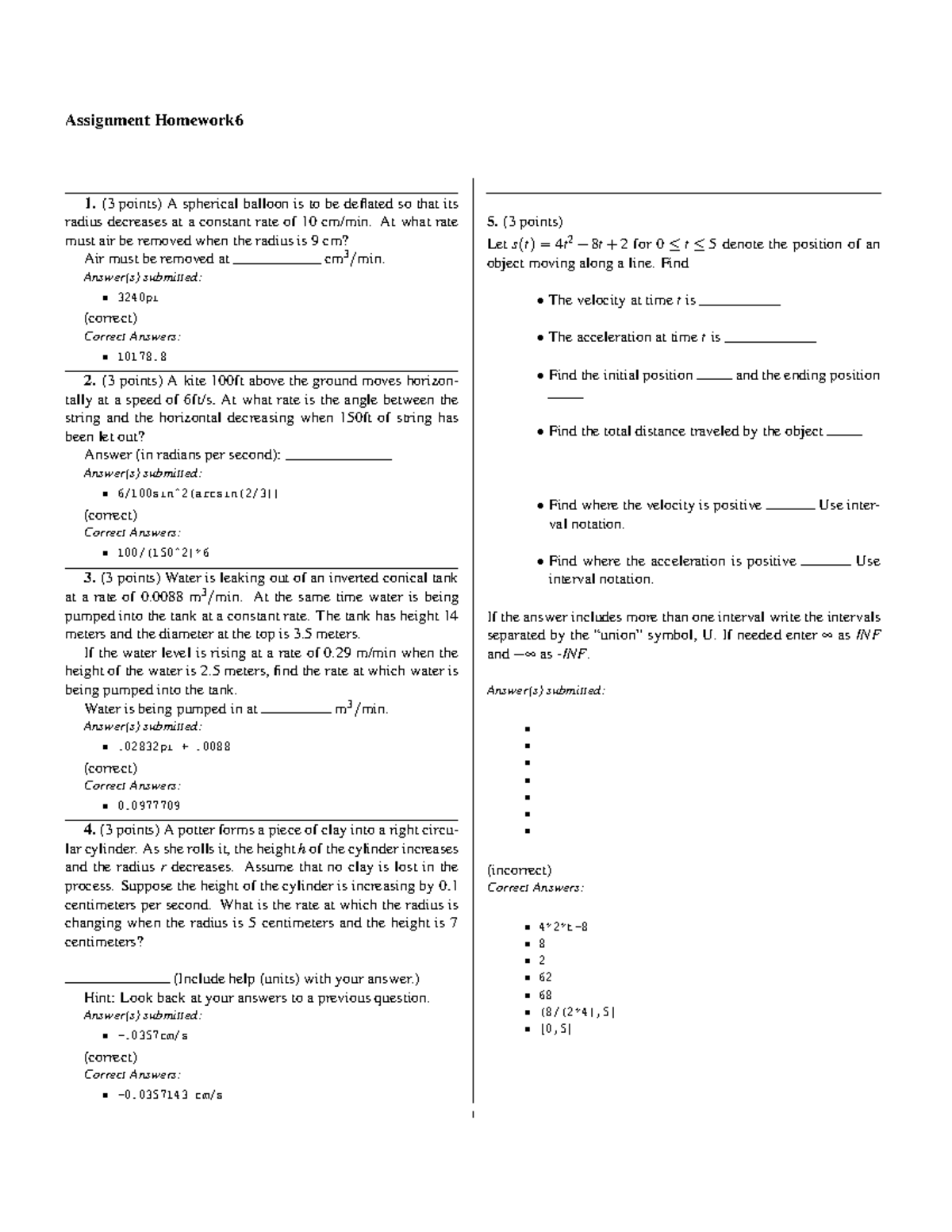 MATH Assignment 6 - CALC 1 HW 6 - Rahul Tarlapally f22igarlihem1451s ...