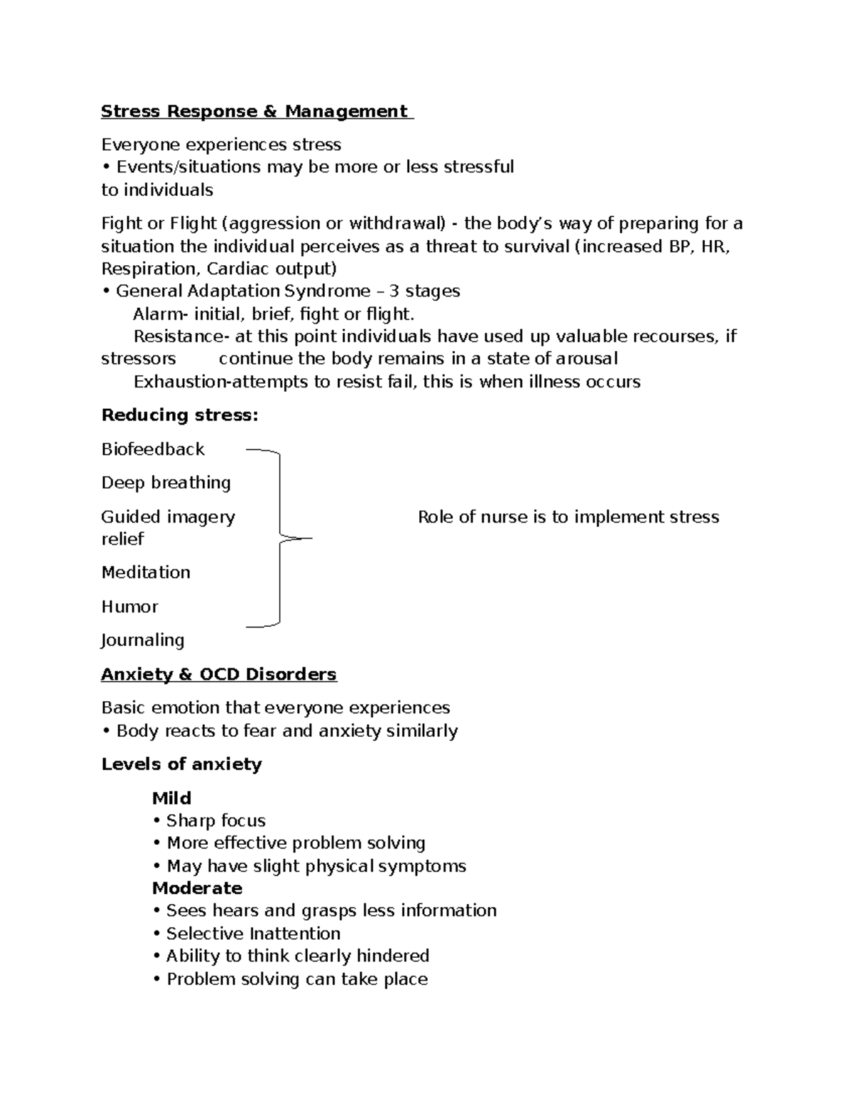 MH 2 review - Stress Response & Management Everyone experiences stress ...