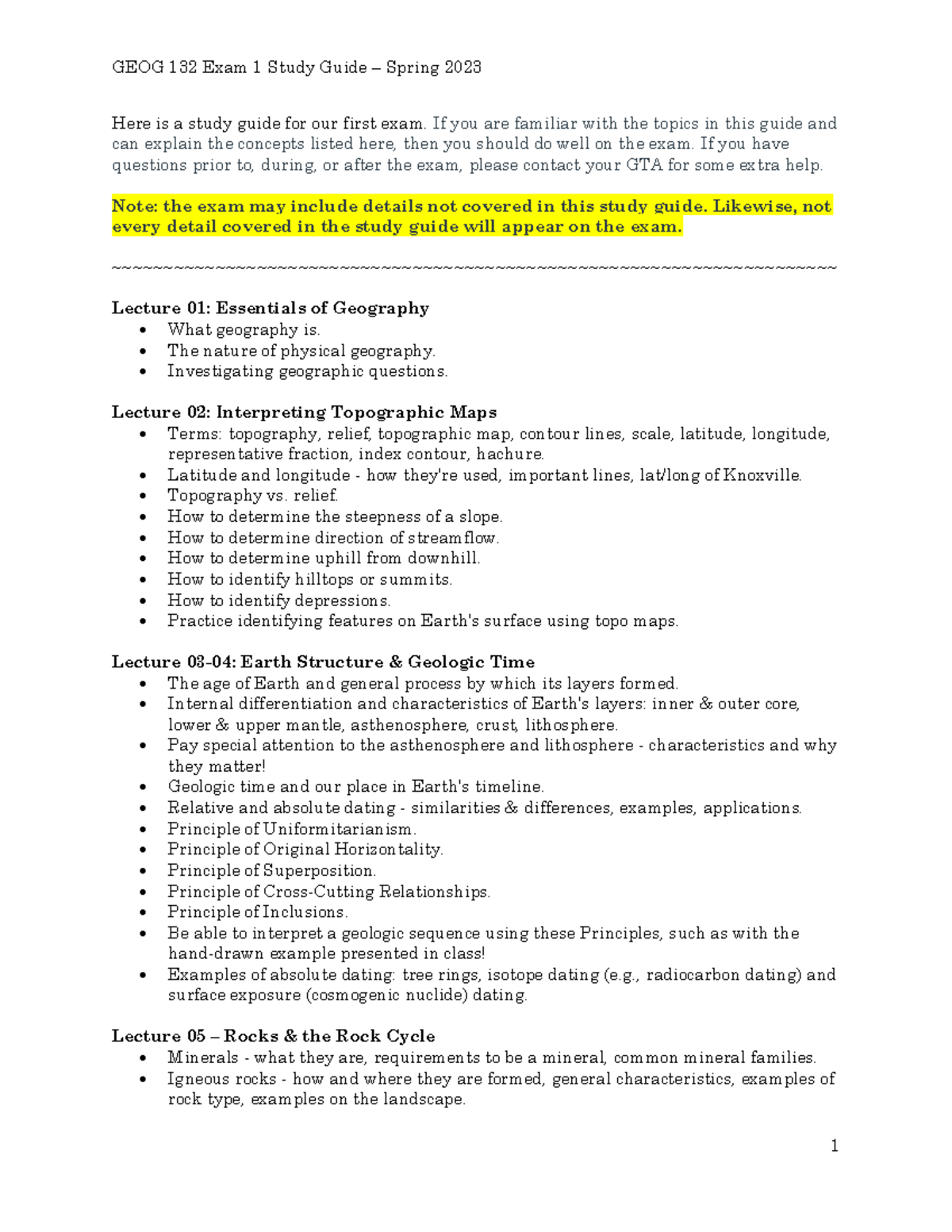GEOG 132 SP23 Exam 1 study guide - GEOG 132 Exam 1 Study Guide – Spring ...