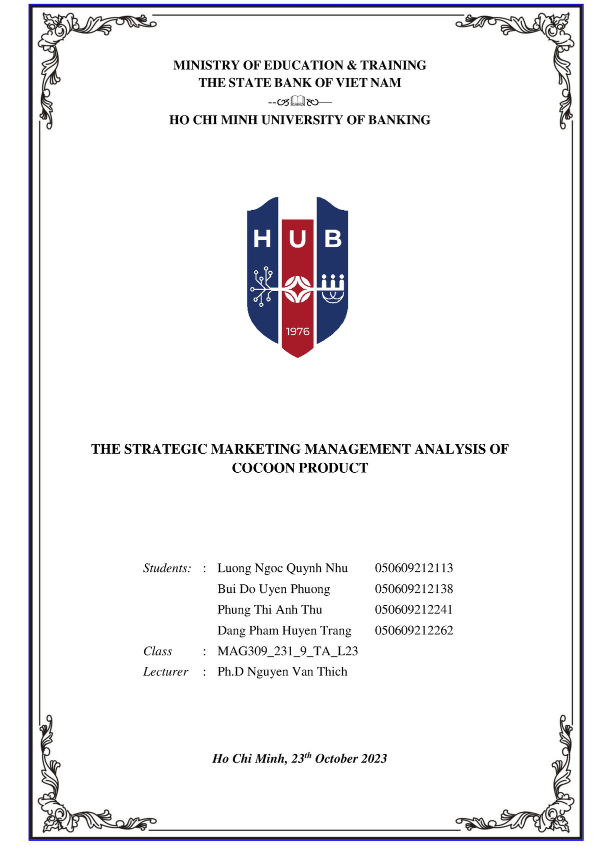 Marketing Management Group 6 Cocoon - Ministry Of Education & Training 