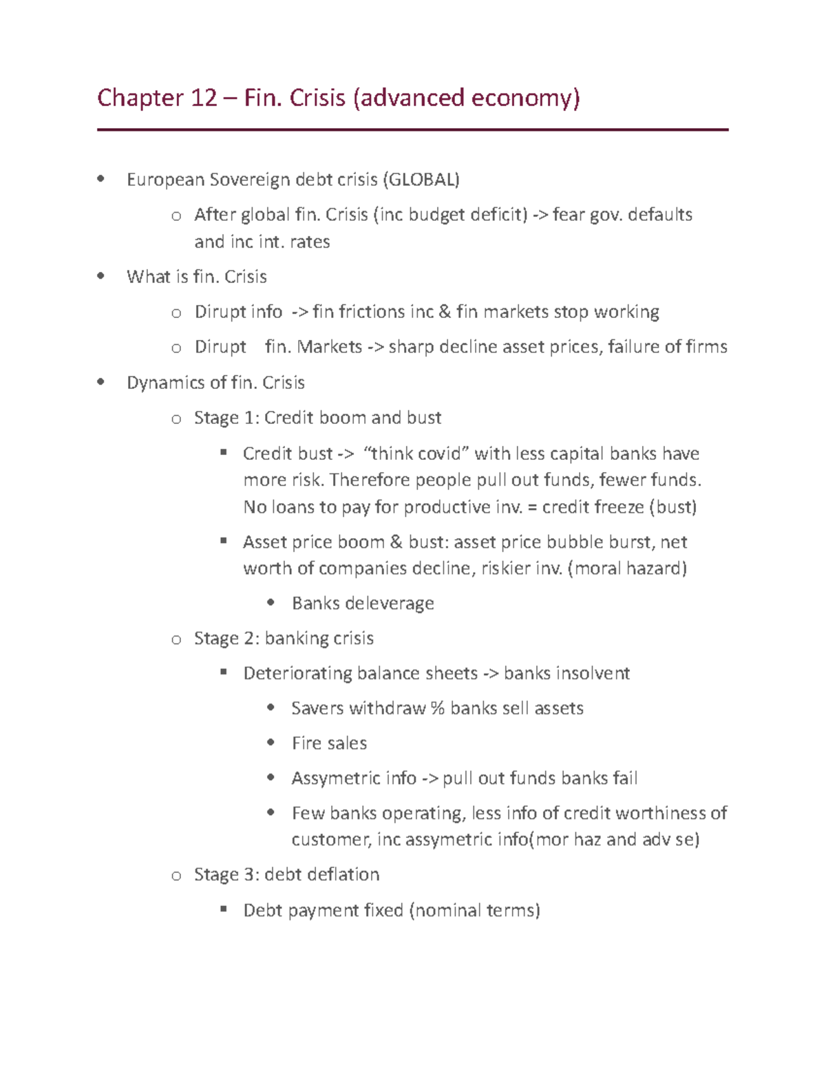 Chapter 12 (int Finance) - Chapter 12 – Fin. Crisis (advanced Economy ...