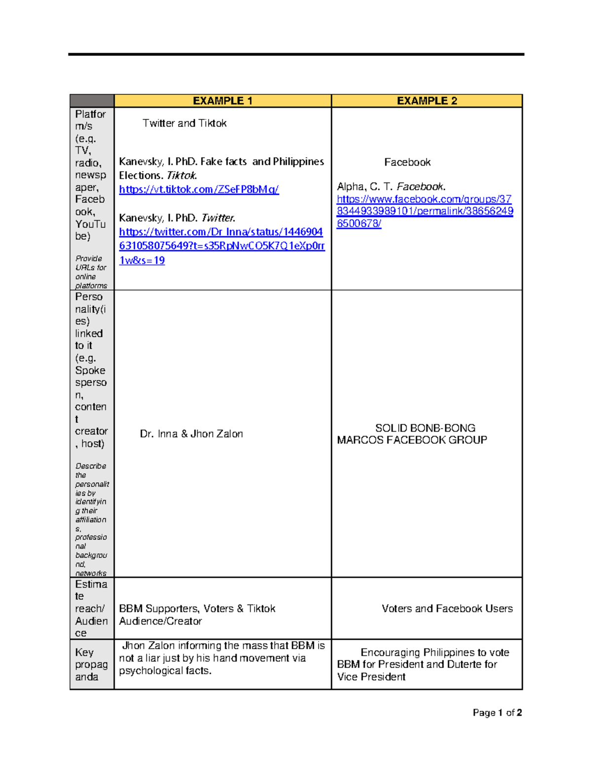 assignment ideas and answers - Page 1 of 2 EXAMPLE 1 EXAMPLE 2 Platfor ...