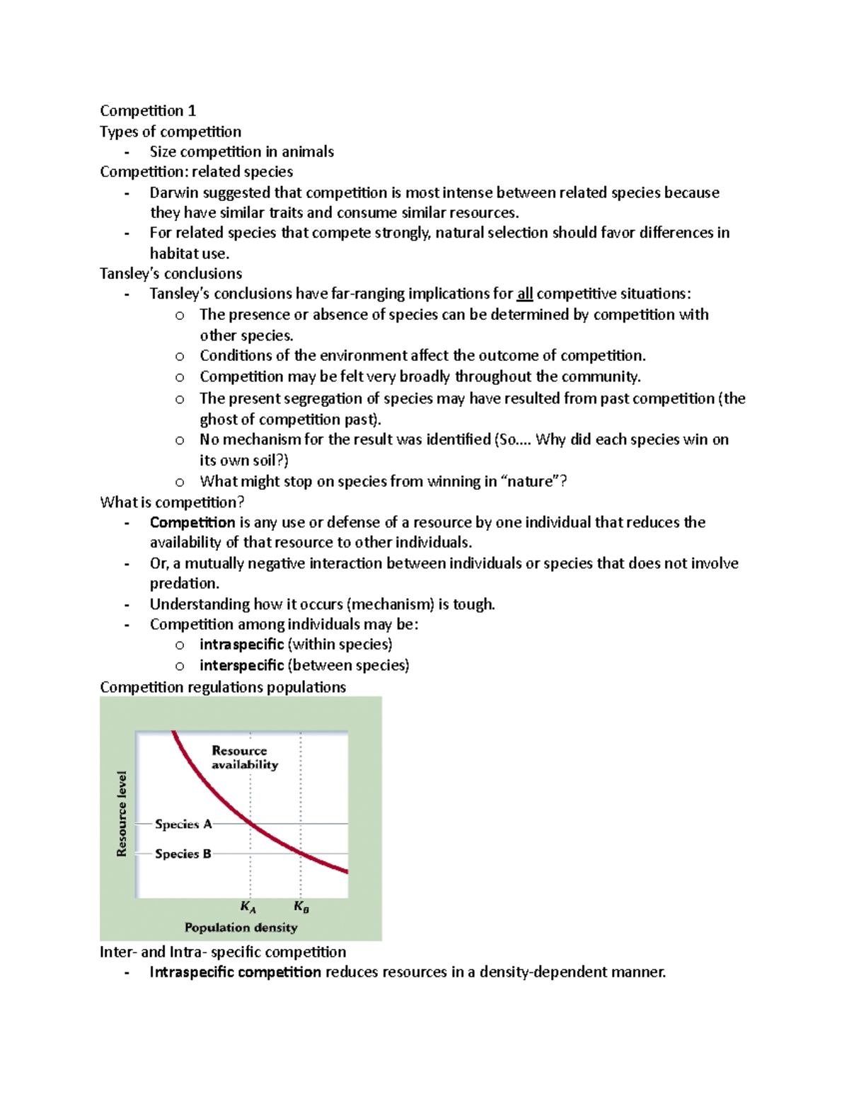 Competition 1 - lecture notes - Competition 1 Types of competition ...