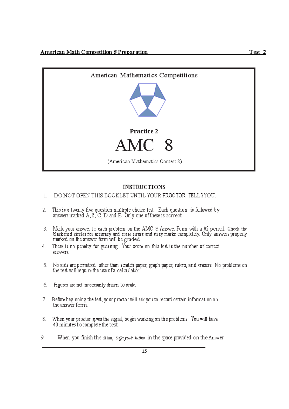 AMC 8 test 2 - sdfbshfgjhsagfshgfejh - American Mathematics ...