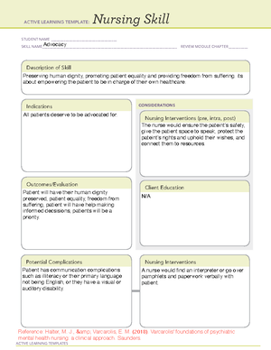 Active listening ATI Template - ACTIVE LEARNING TEMPLATES Nursing Skill ...