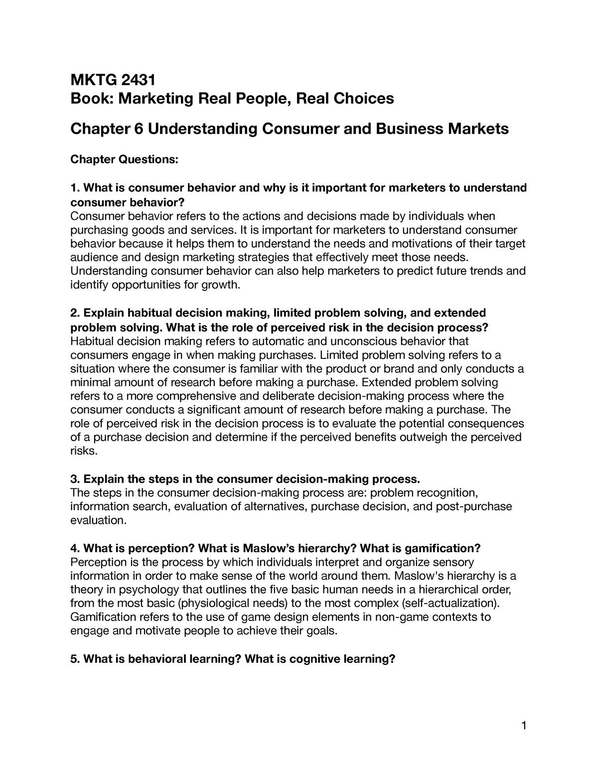 MKTG 2431 - Chapter 6 - MKTG 2431 Book: Marketing Real People, Real ...