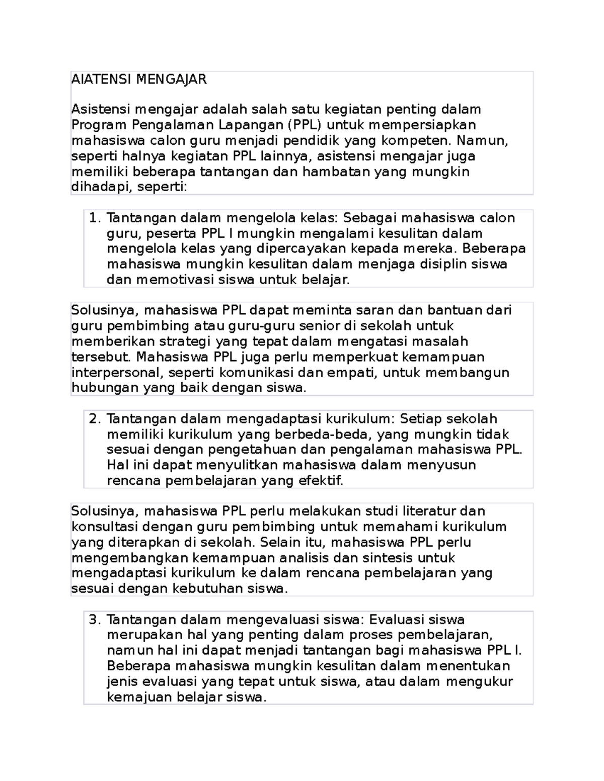 Aiatensi Mengajar - AIATENSI MENGAJAR Asistensi Mengajar Adalah Salah ...