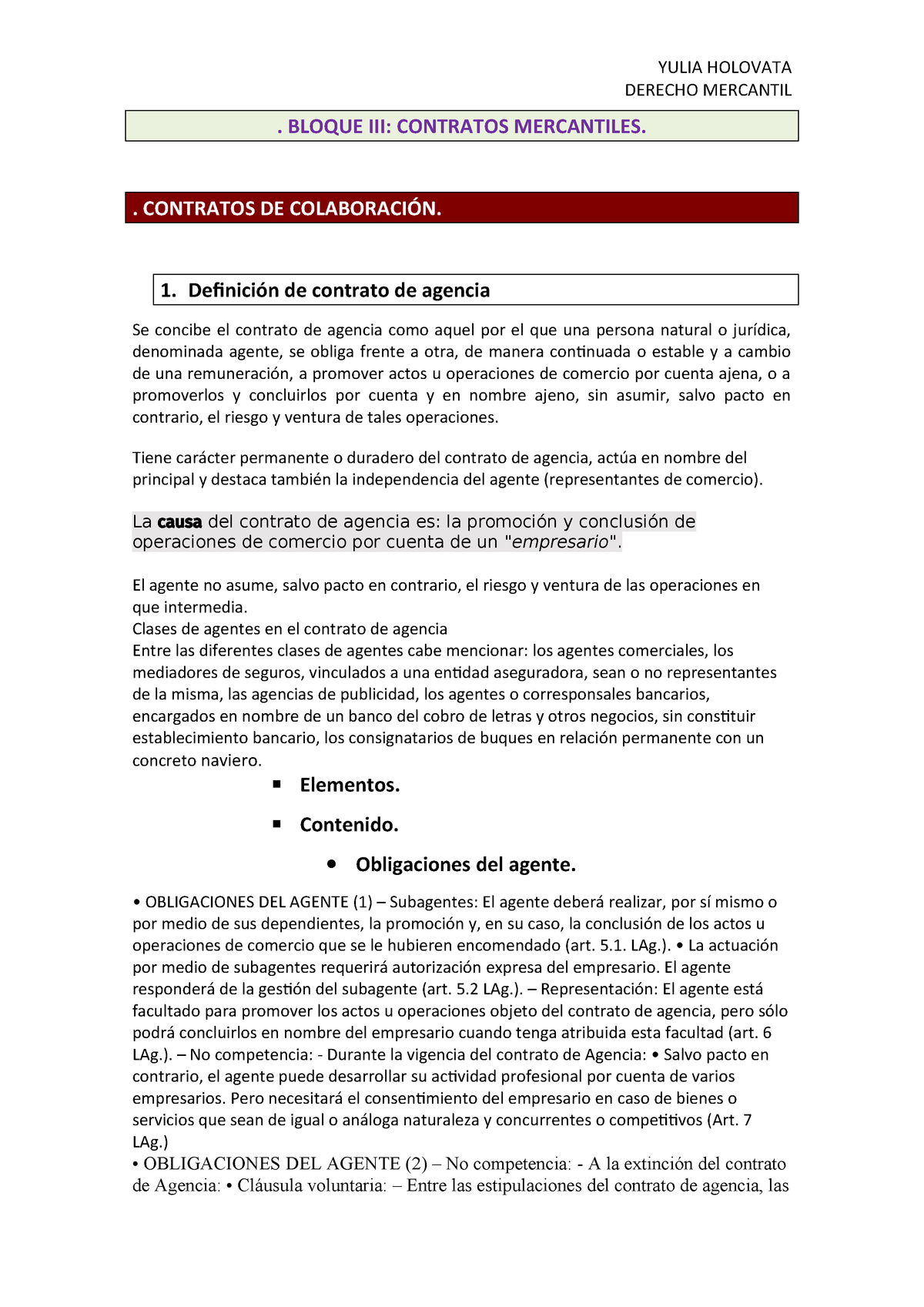 Bloque III Contrato de Agencia Derecho Mercantil 2058