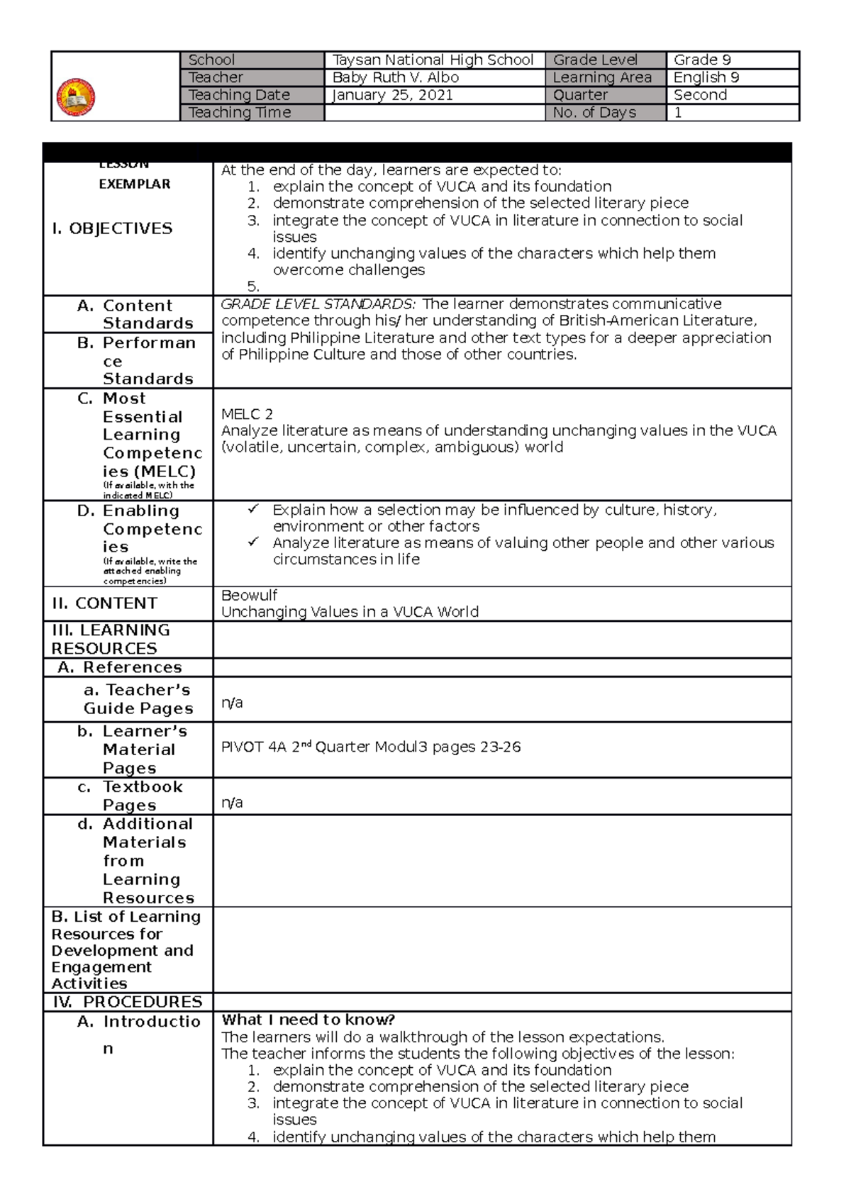 Enlish 9 Exemplar FOR CO1 2021-2022 (Auto Recovered) - School Taysan ...