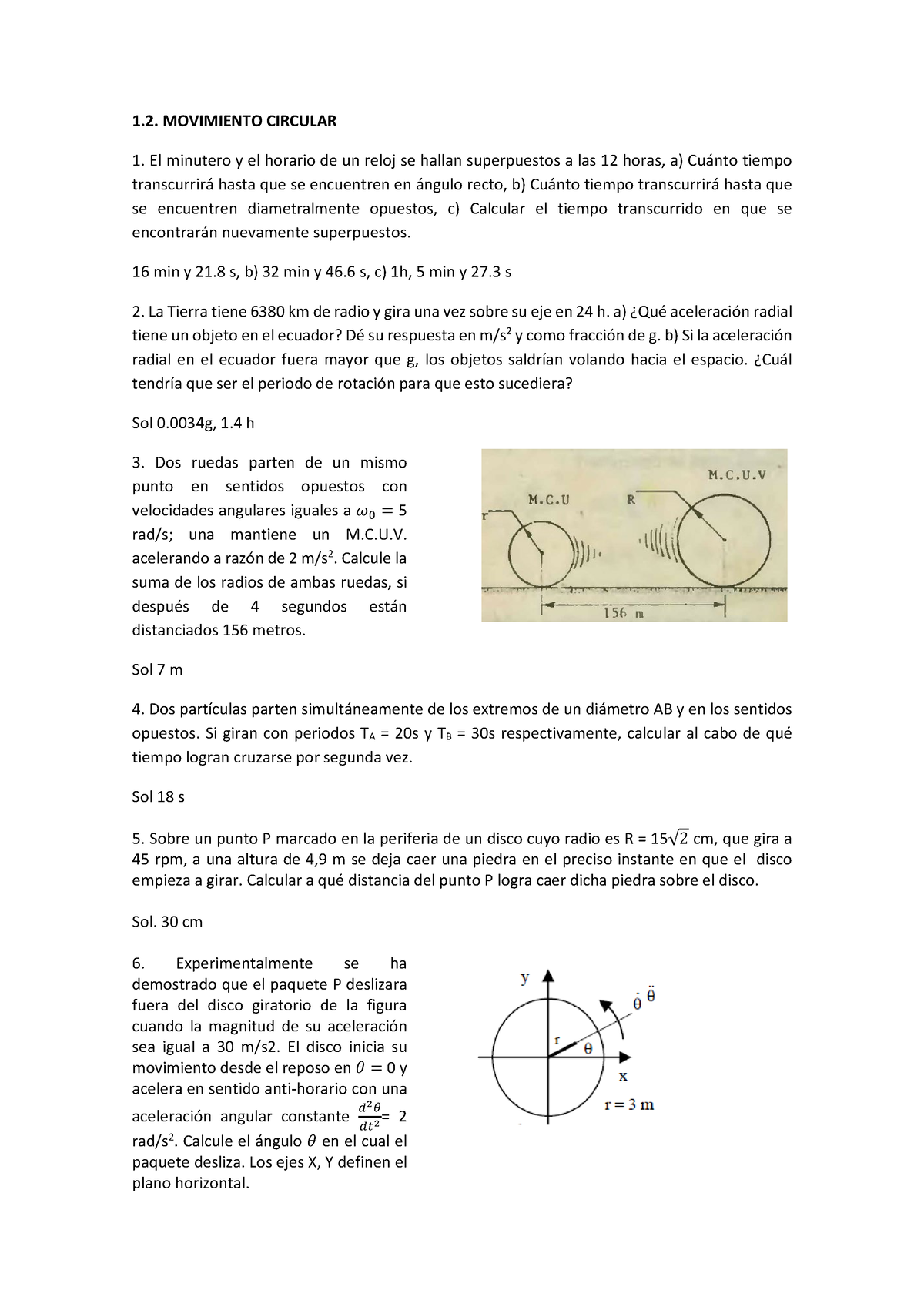 Cinematica Circular - Apuntes - 1. MOVIMIENTO CIRCULAR El Minutero Y El ...