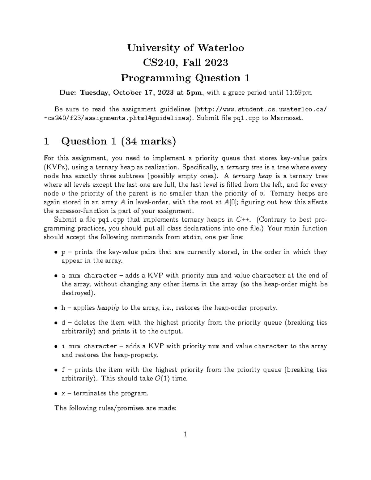 PQ1 - YO TIHW ADFIHA - University of Waterloo CS240, Fall 2023 ...