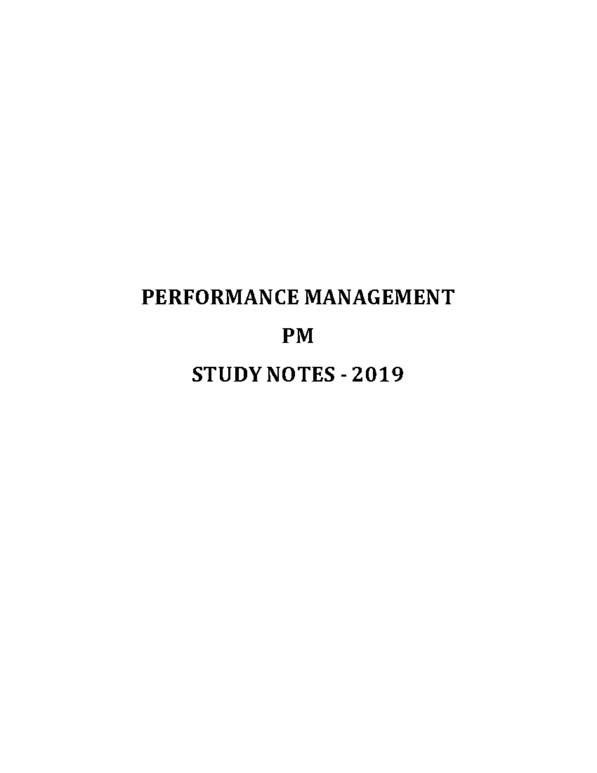 ACCA -Performance Management - PERFO RM A N CE M A N A G EM EN T PM ...