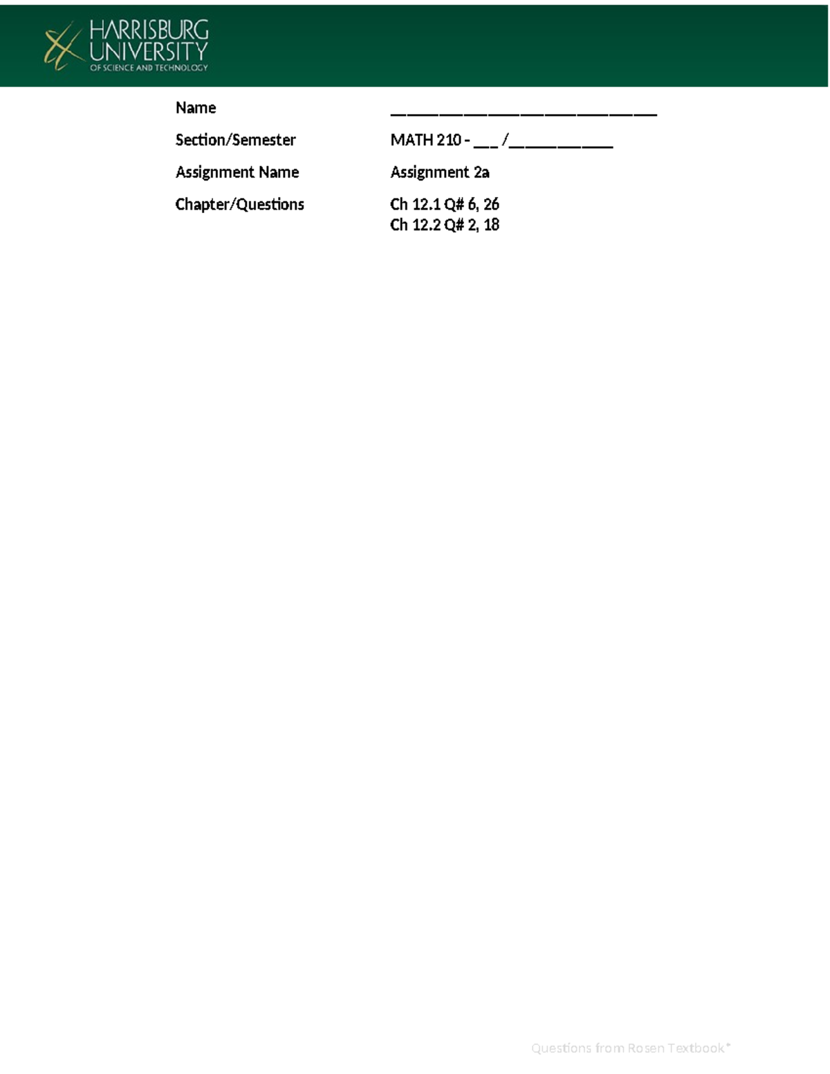 MATH 210 Wk. 2 12.1 and 12.2 Homework - Name ...