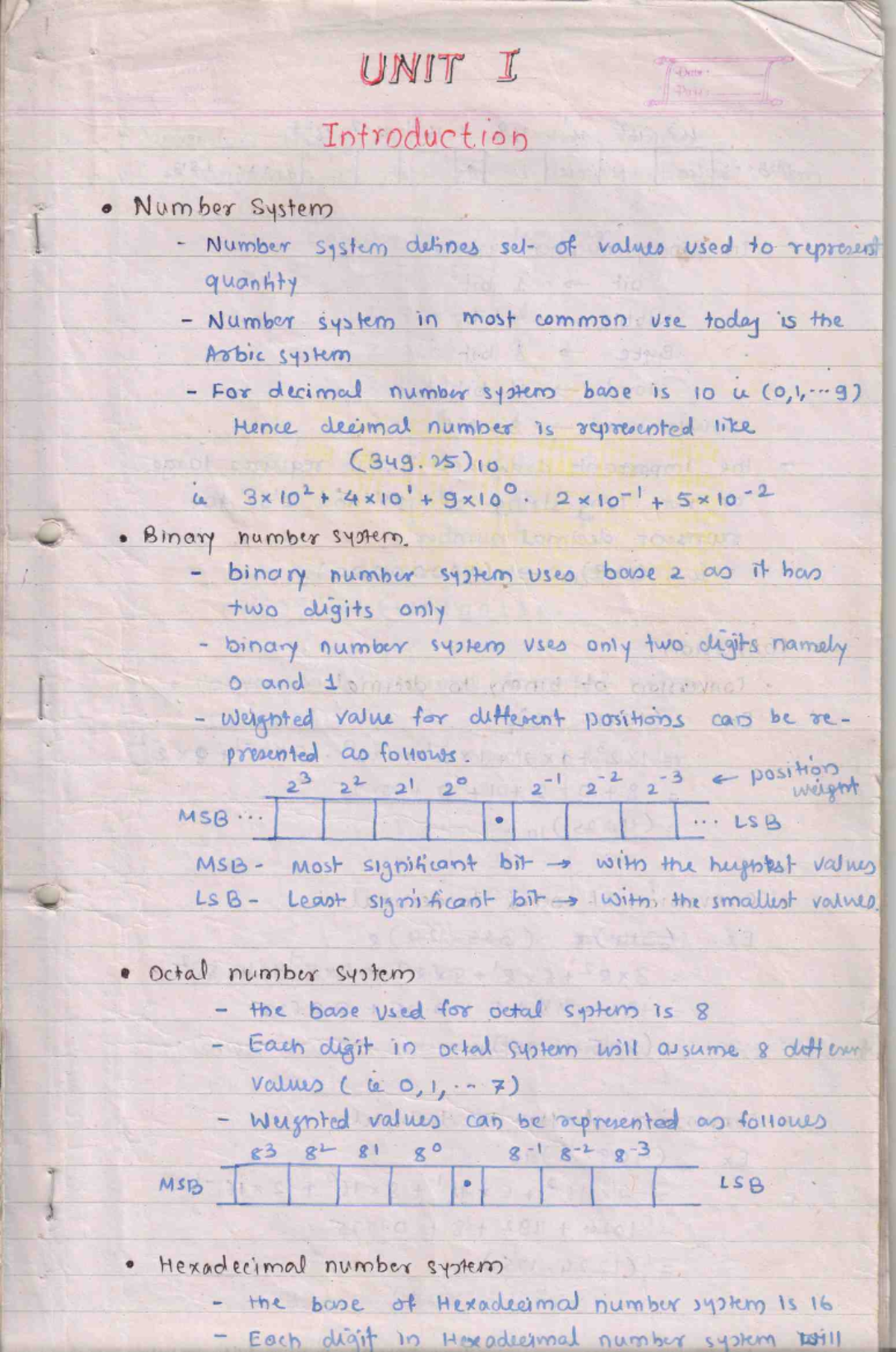 Deld first unit notes - yes - UNIT I Price Introduction Number System ...