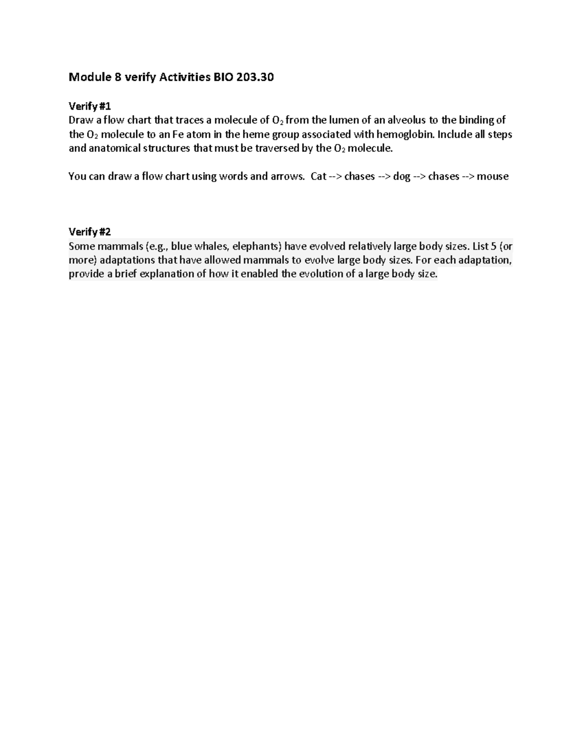 Module 8 Verify Activity Questions (203 Module 8 verify Activities