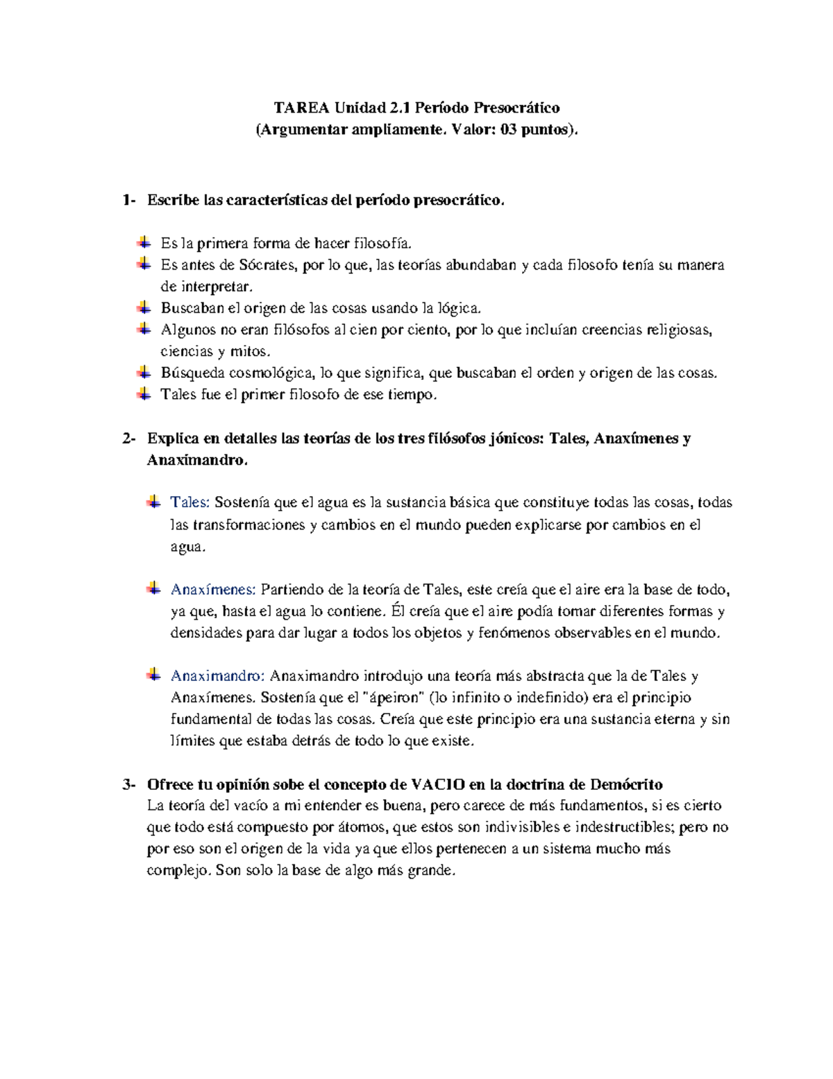 Tarea Int. Fil. Unidad 2.1 (1) - TAREA Unidad 2 Período Presocrático ...