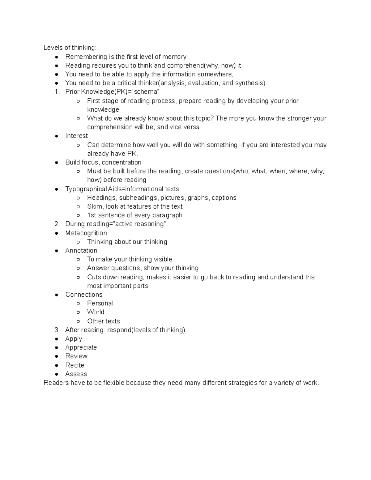 Thinking Levels - ENGL 1 Reading and Composition, Candace Dickerson ...