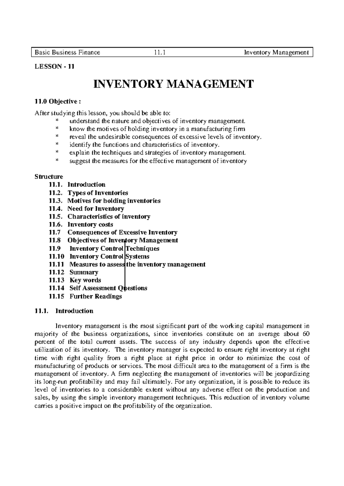 L-11 - fdSFSDFFSDF - Basic Business Finance 11 Inventory Management ...