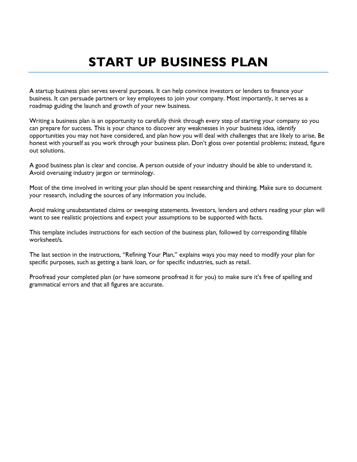 business plan for startup assignment