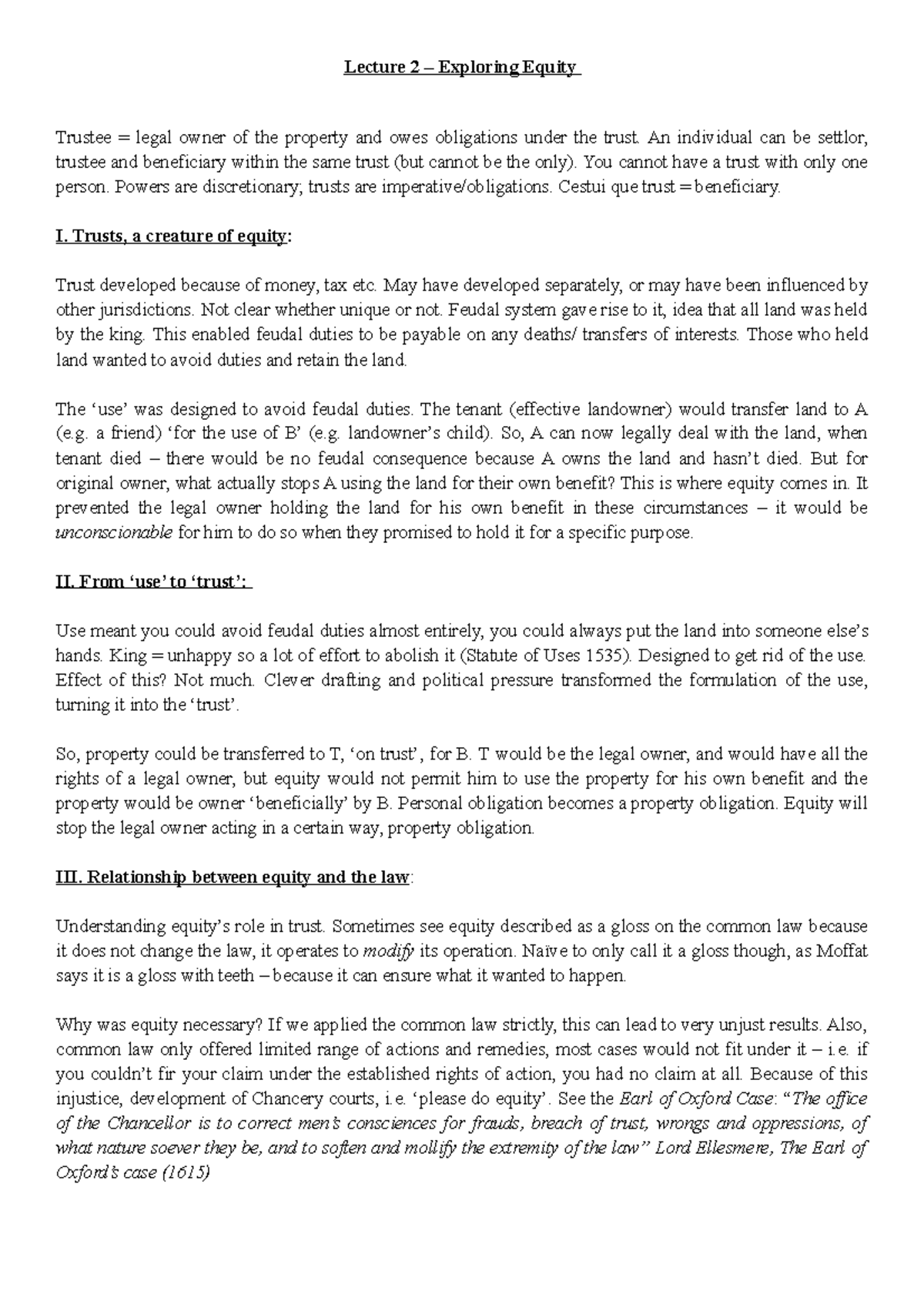 Trusts and equity (2/2) - Lecture 2 – Exploring Equity Trustee = legal ...
