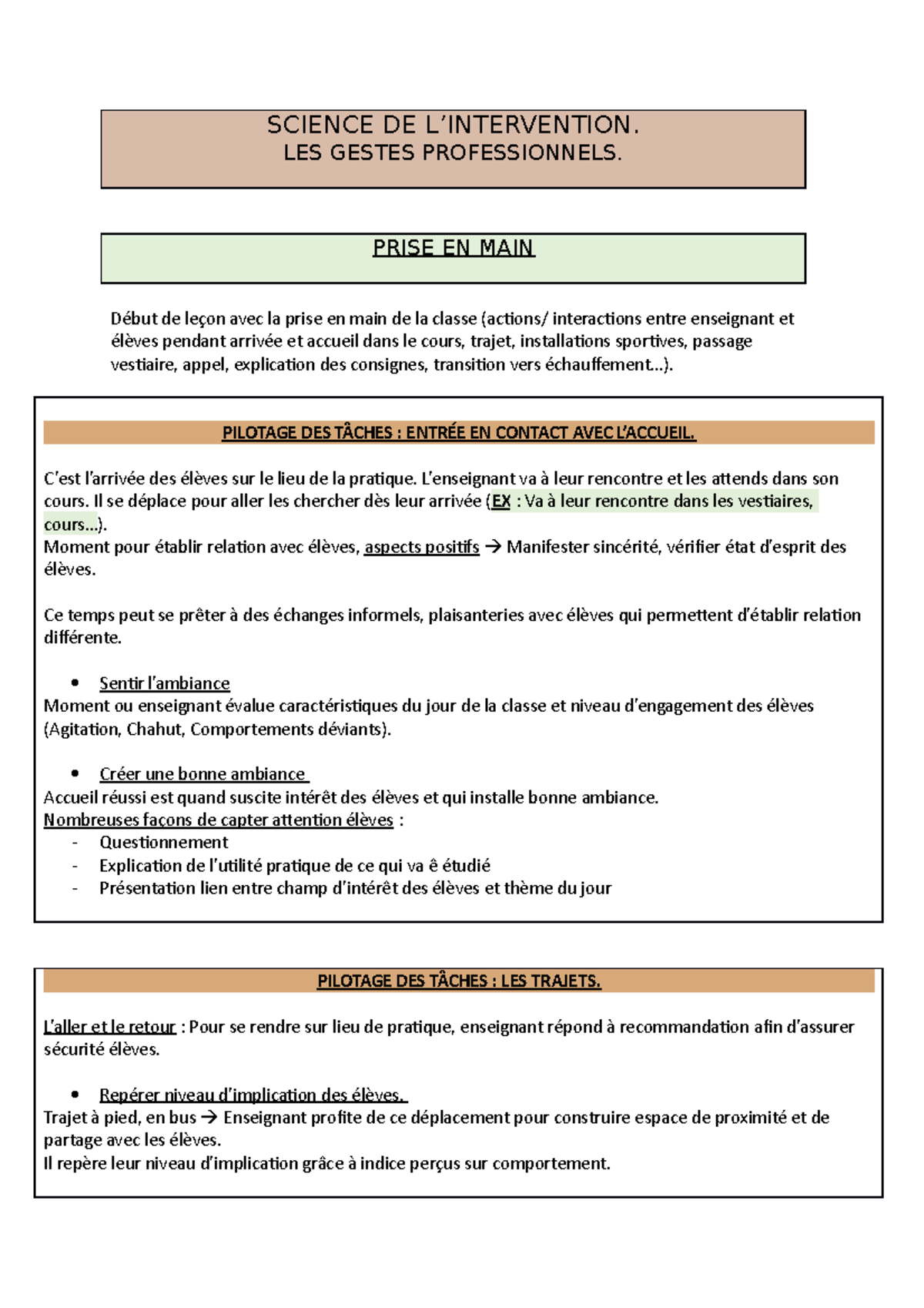 Fiches Geste PRO - SCIENCE DE L’INTERVENTION. LES GESTES PROFESSIONNELS ...