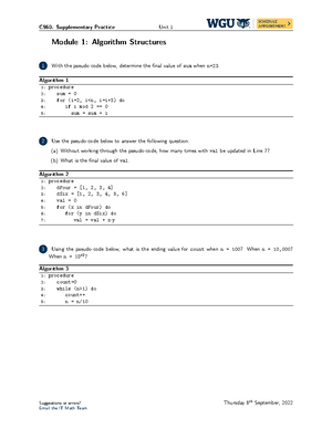 C960 Unit 1 Algorithms - Assessments - Module 1: Algorithm Structures 1 ...