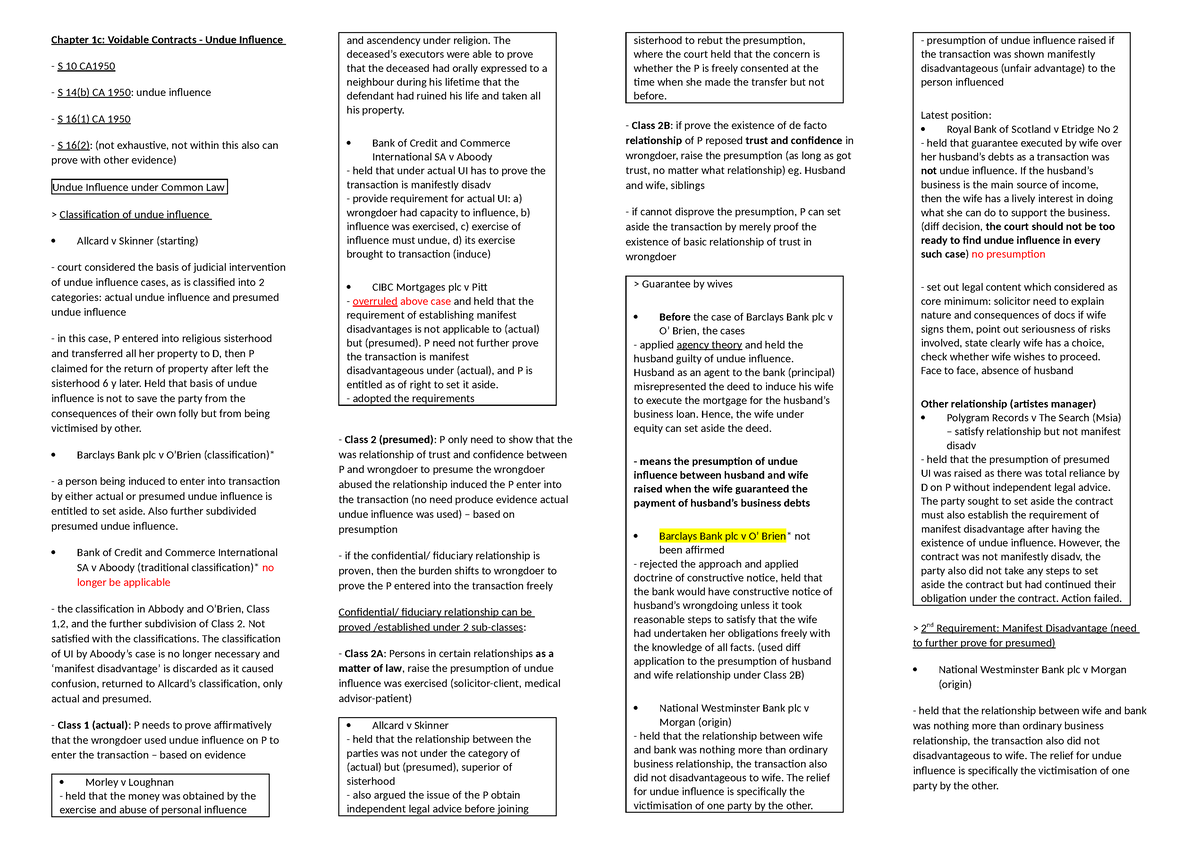 contract-ii-chap-1-undue-influence-chapter-1c-voidable-contracts