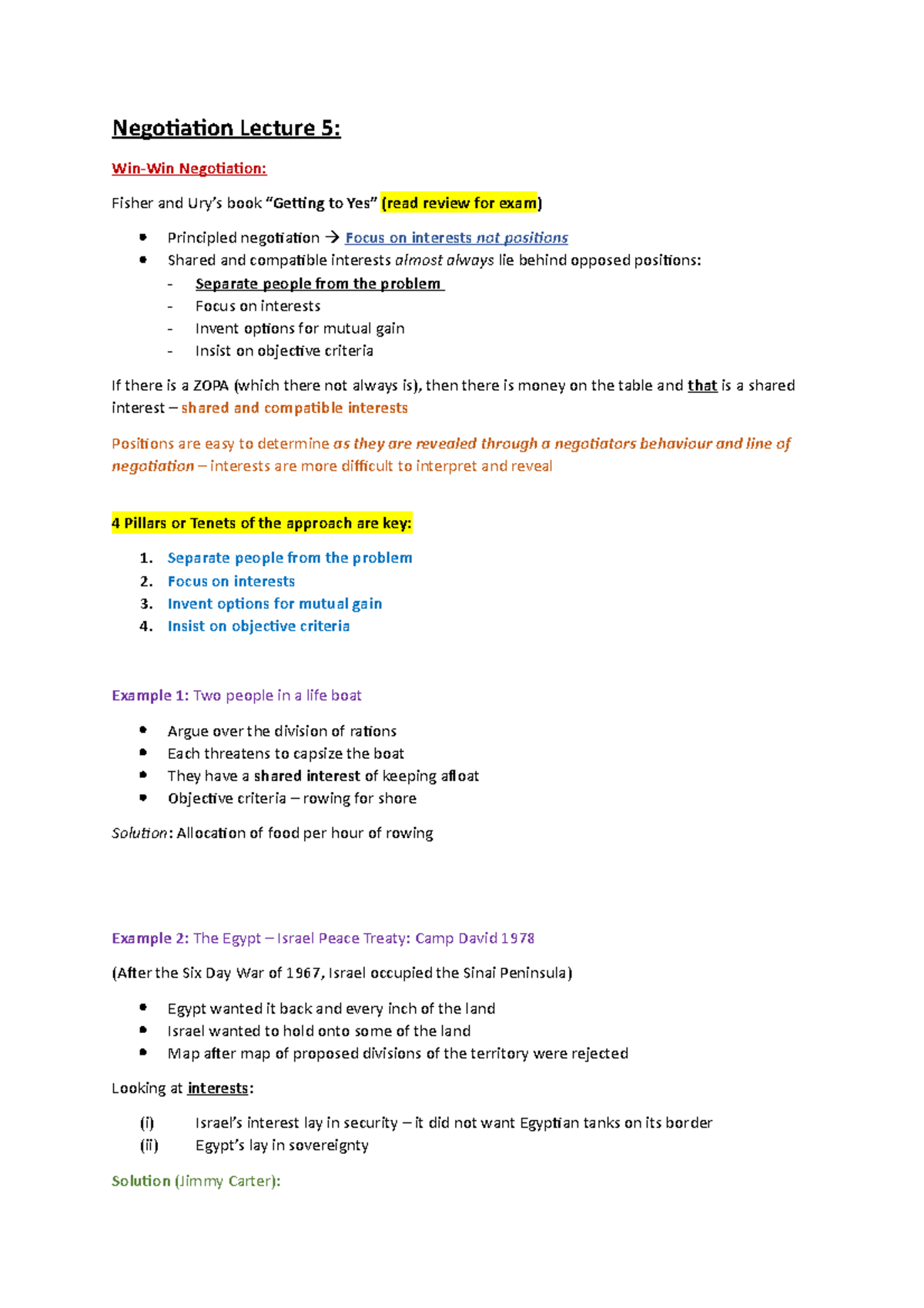 Negotiation Lecture 5 - 2. 3. 4. Separate People From The Problem Focus ...