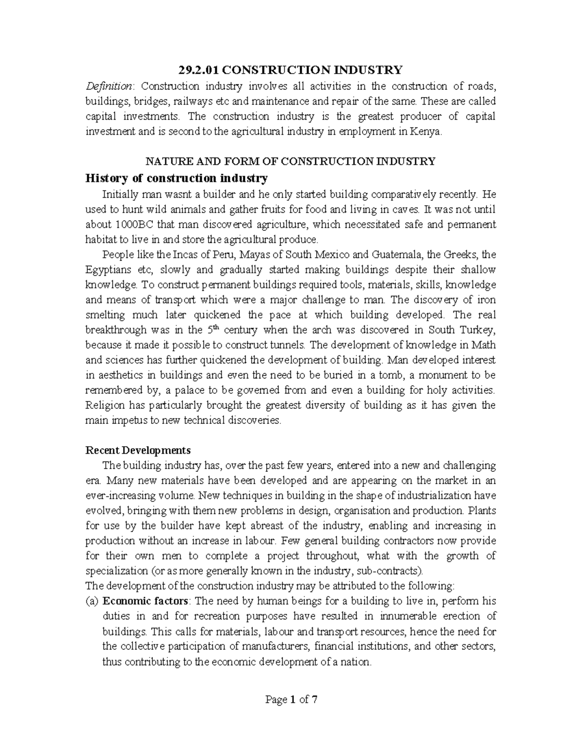 CAP 1 Construction Industry 2dce 29.2 CONSTRUCTION INDUSTRY Definition Construction industry