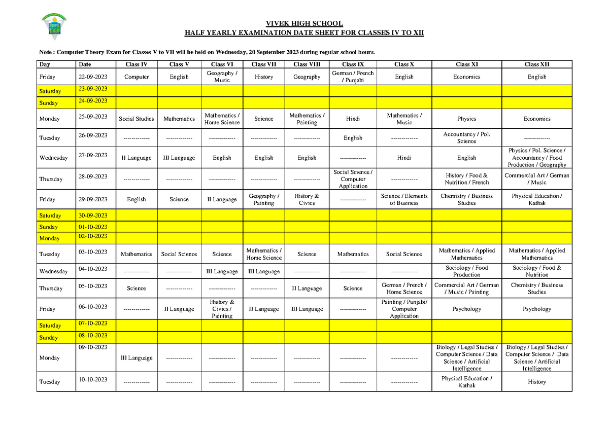 Circular 20230828144205 half yearly examination datesheet class iv to ...