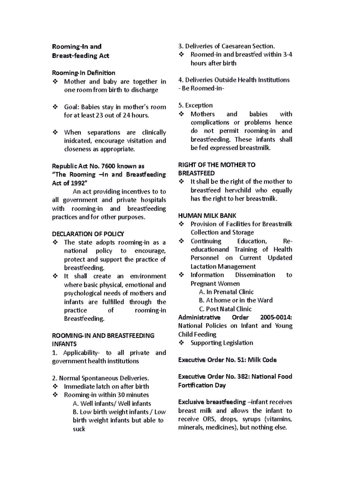 RoomingIn and Breastfeeding Act RoomingIn and Breastfeeding Act