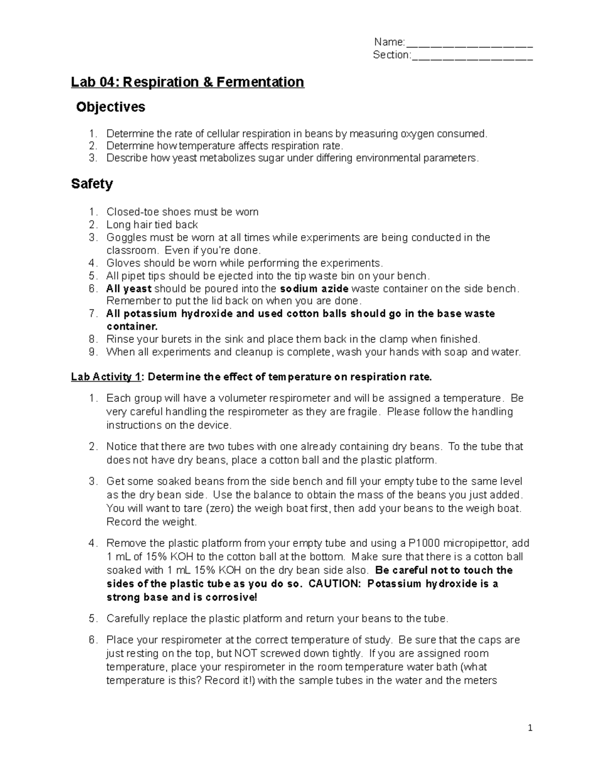Respiration Fermentation Lab Protocoland Datasheet v5 Section