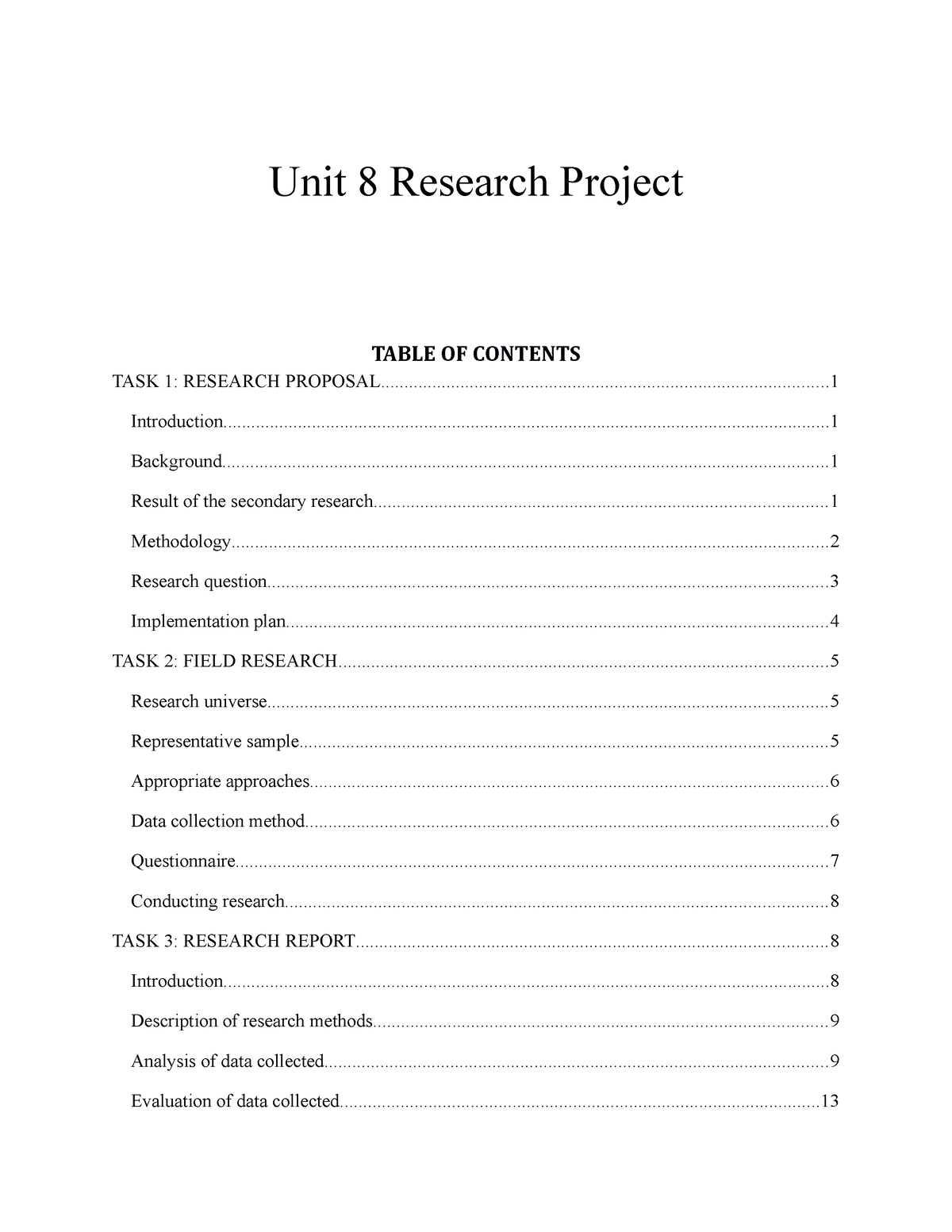 unit 19 research project