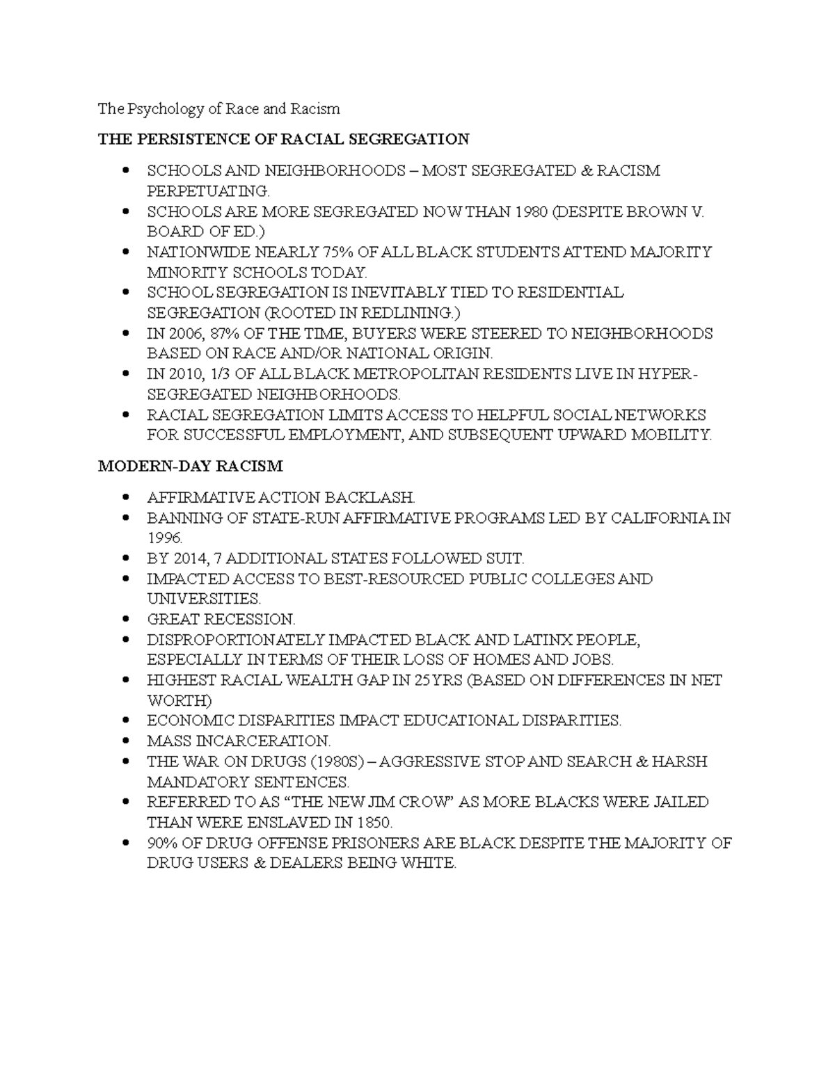The Psychology of Race and Racism Lecture Notes 3 - The Psychology of ...