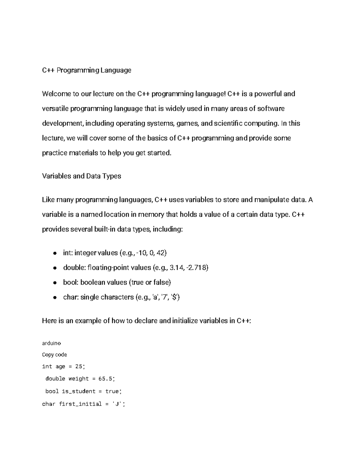 C++ Programming Language Practice - C++ Programming Language Welcome to ...