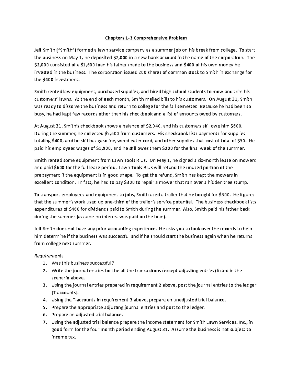 Chapters+1-3+Comprehensive+Problem - Chapters 1-3 Comprehensive Problem ...