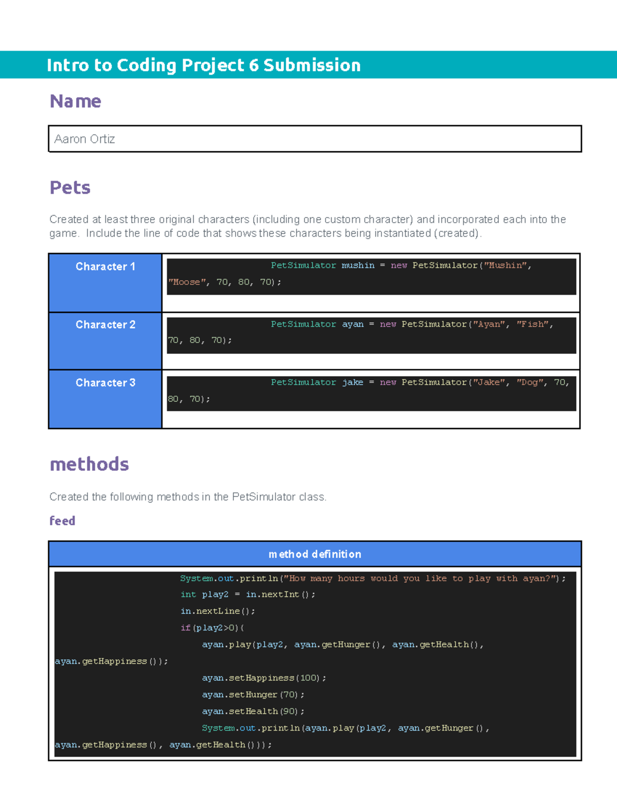 Copy of Intro to Coding 23-24 Project 6 Submission - Intro to Coding ...